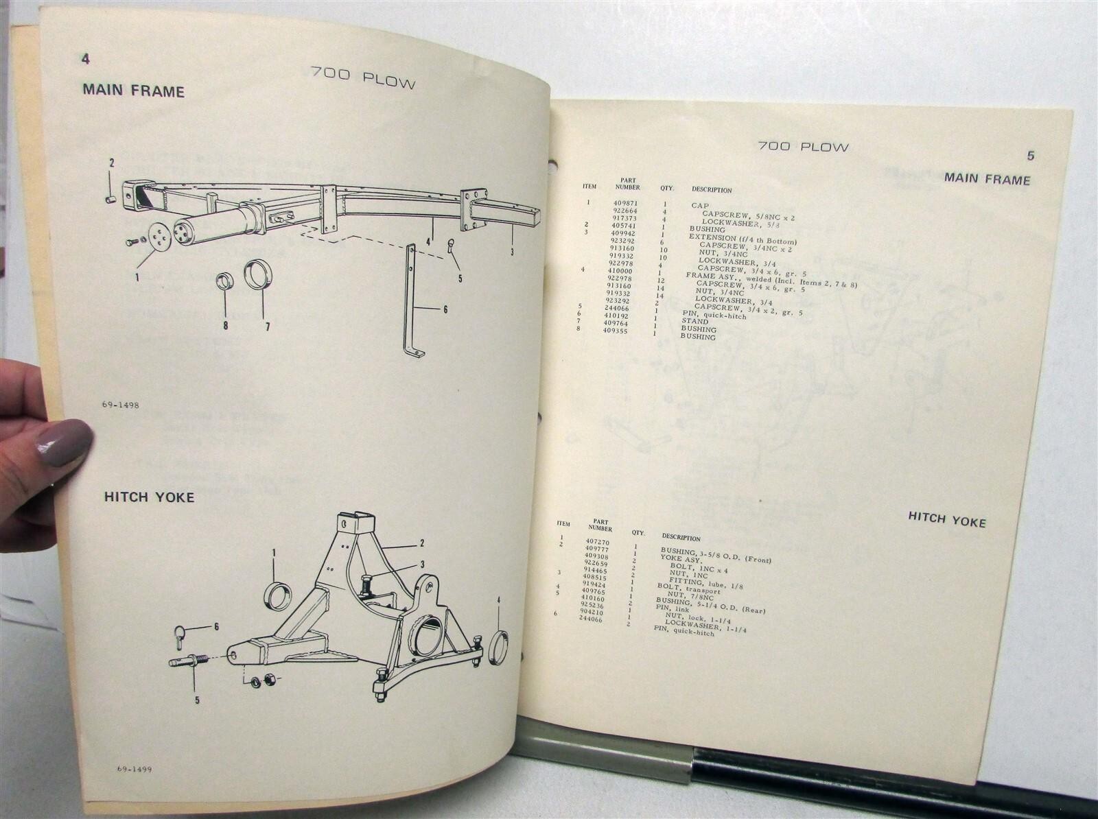 1970 Allis Chalmers Two Way Plows 700 Series Specifications Parts Catalog