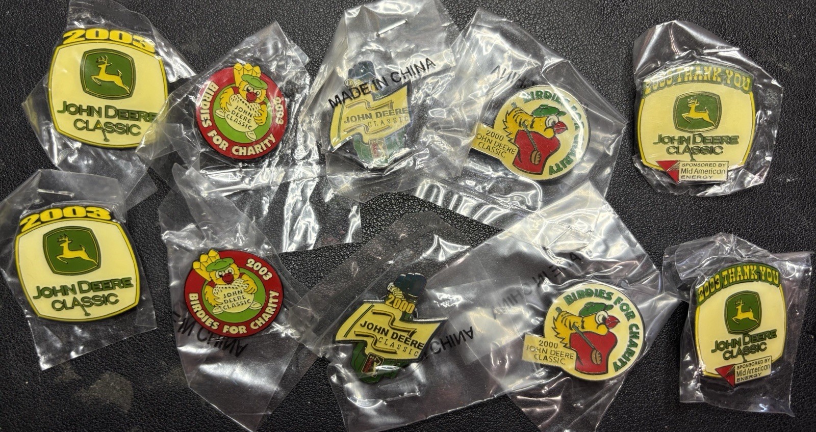 John Deere Theme vintage Lapel Pins. 2 Sets of 5 different. Lot Of 10 Total Pins