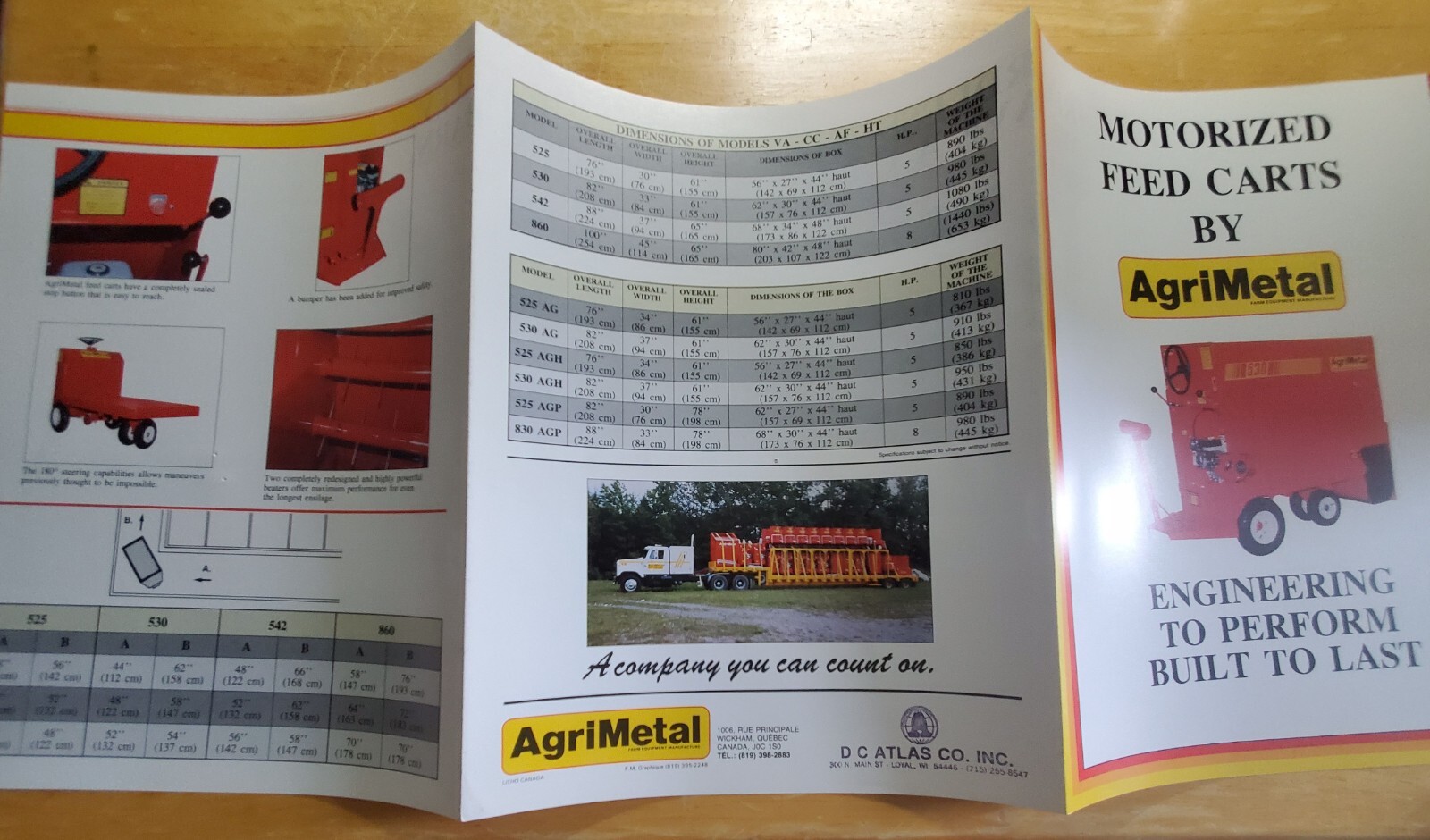 AgriMetal Motorized Feed Carts Models VA CC HT AF AGH AG Brochure Pamphlet Specs