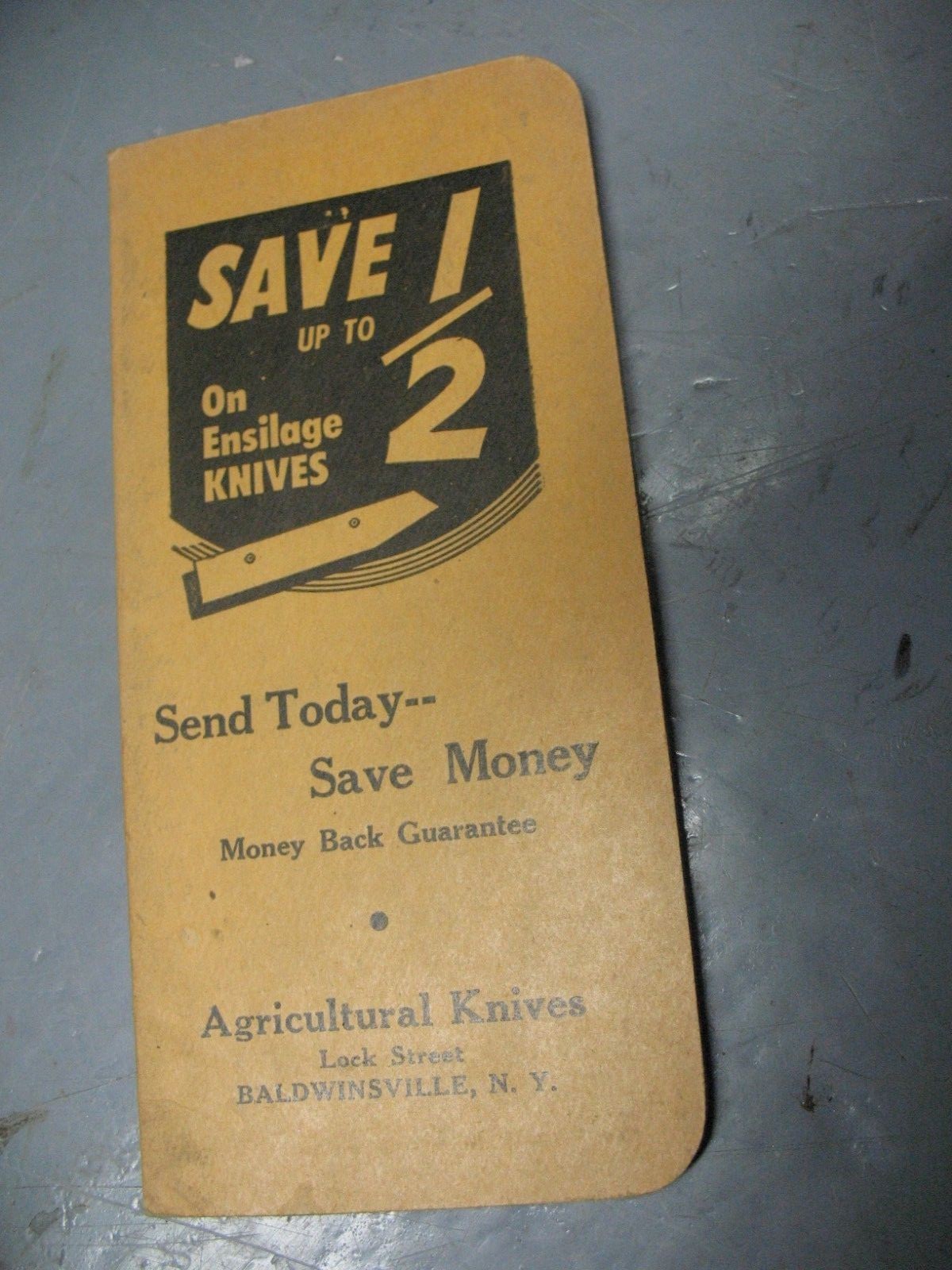 AGRICULTURAL KNIVES BALDWINSVILLE N. Y. ENSILAGE KNIVES POCKET MEMO BOOKLET