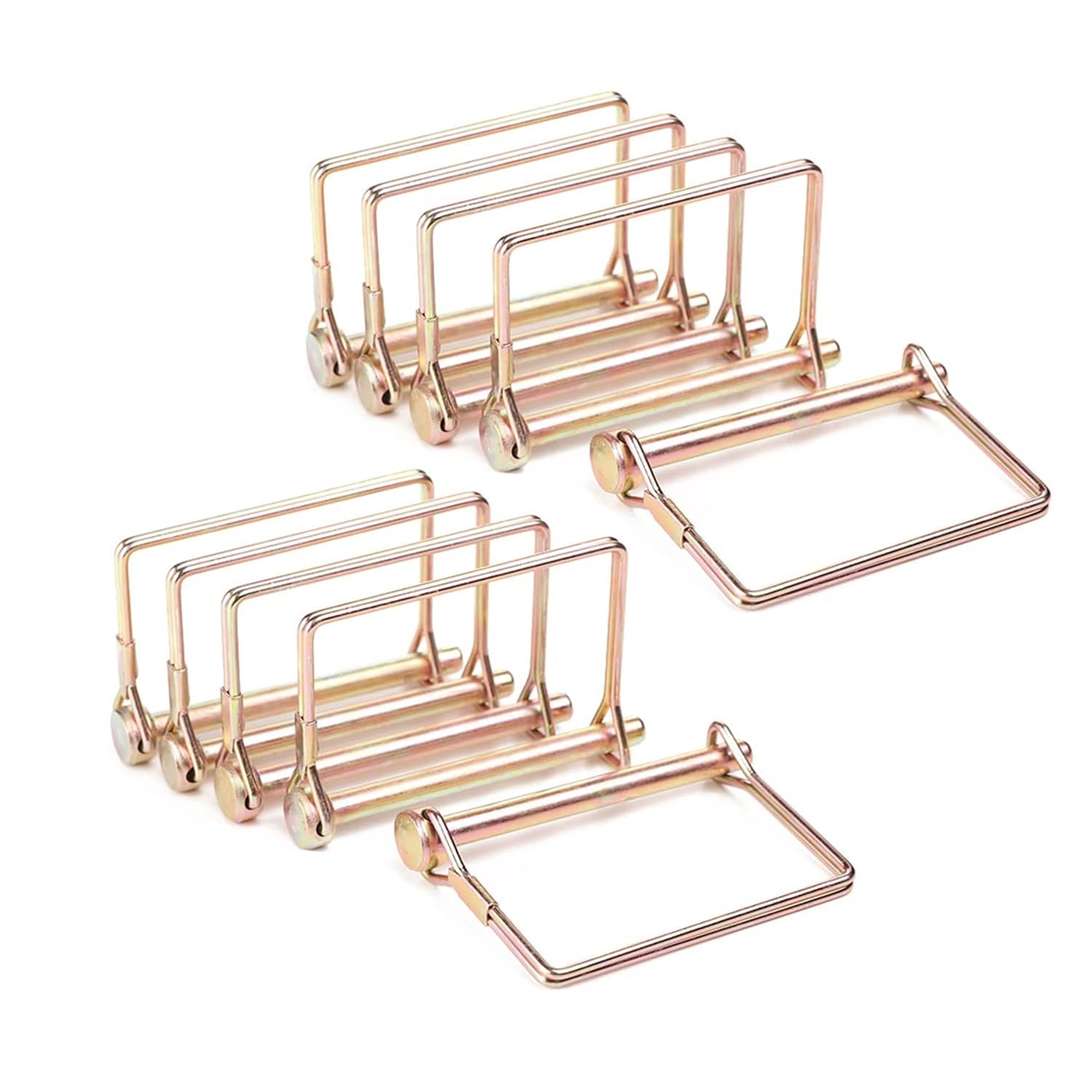10 Pack 1/4&Prime; x 4&Prime; Heavy Duty Trailer Coupler Pin Set, Wire Lock Hitch Pins for P