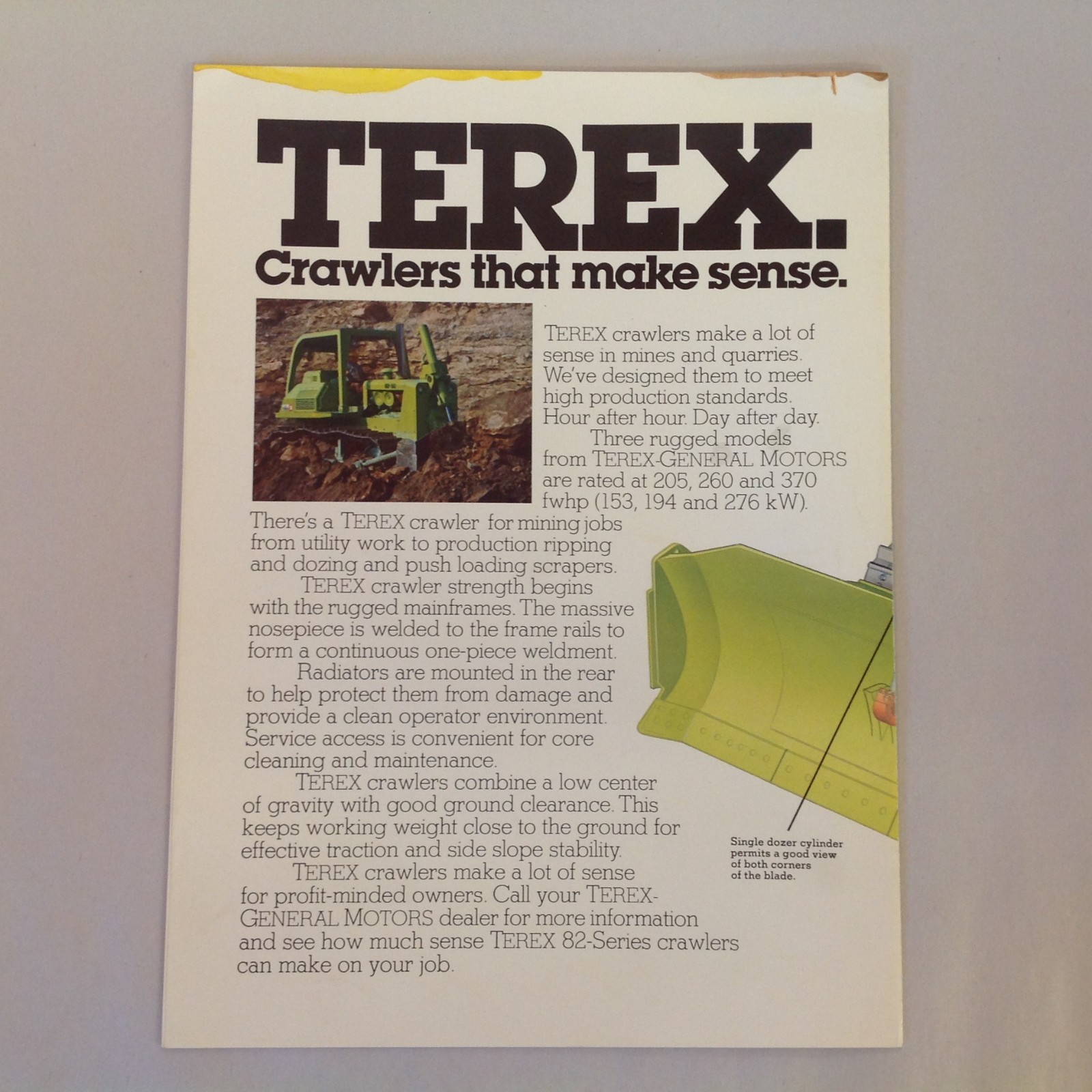 Vtg 1978 Terex-General Motors Color Fold Out Brochure Crawlers That Make Sense