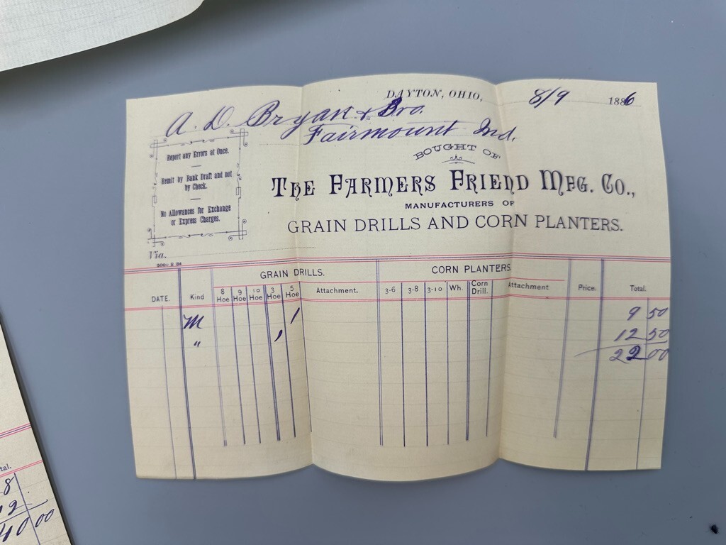 1886 FARMERS FRIEND Advertising FARM Postal Cover Invoice DAYTON Ohio