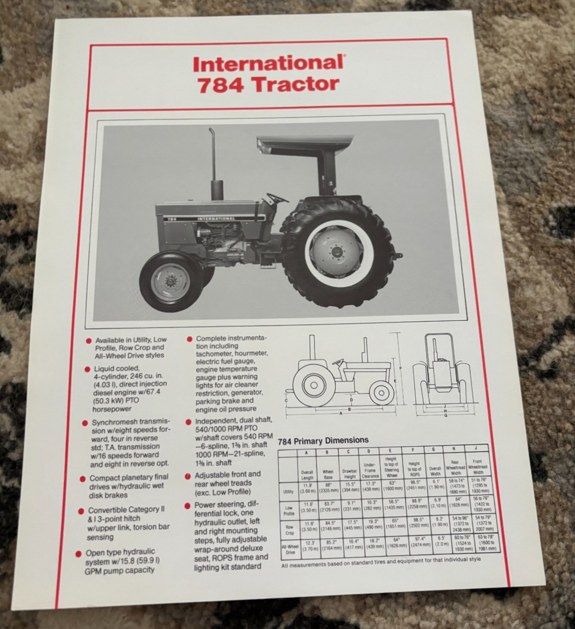International Harvester 784 Tractor For 1985 Brochure FCCA25