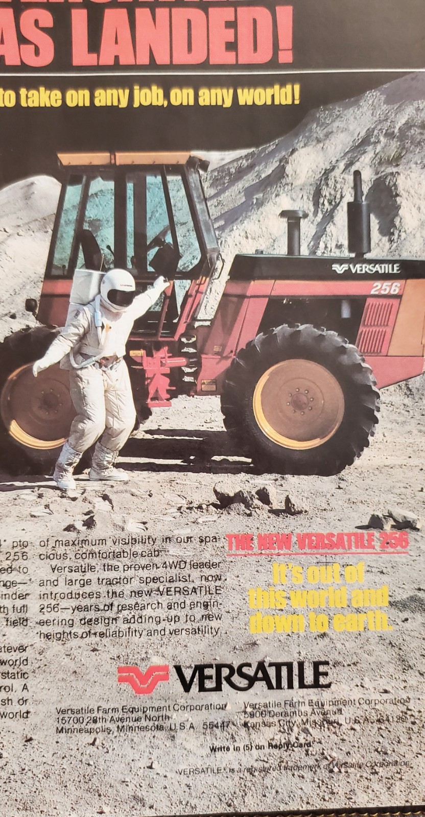 Versatile 256 Tractor Magazine Print Advertisement