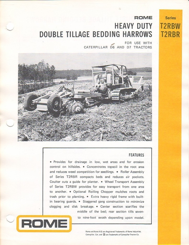 Farm Implement Brochure – Rome – T2RBW T2RBR Bedding Harrow CAT D6 D7 (F1155)