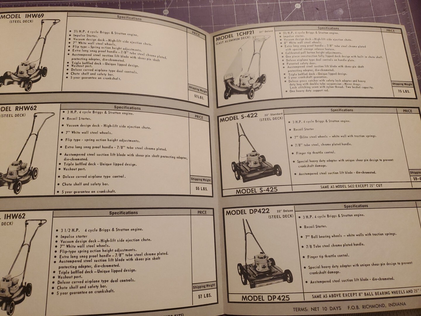 1960s G W Davis Push & Riding Lawn Mower Brochure/catalog