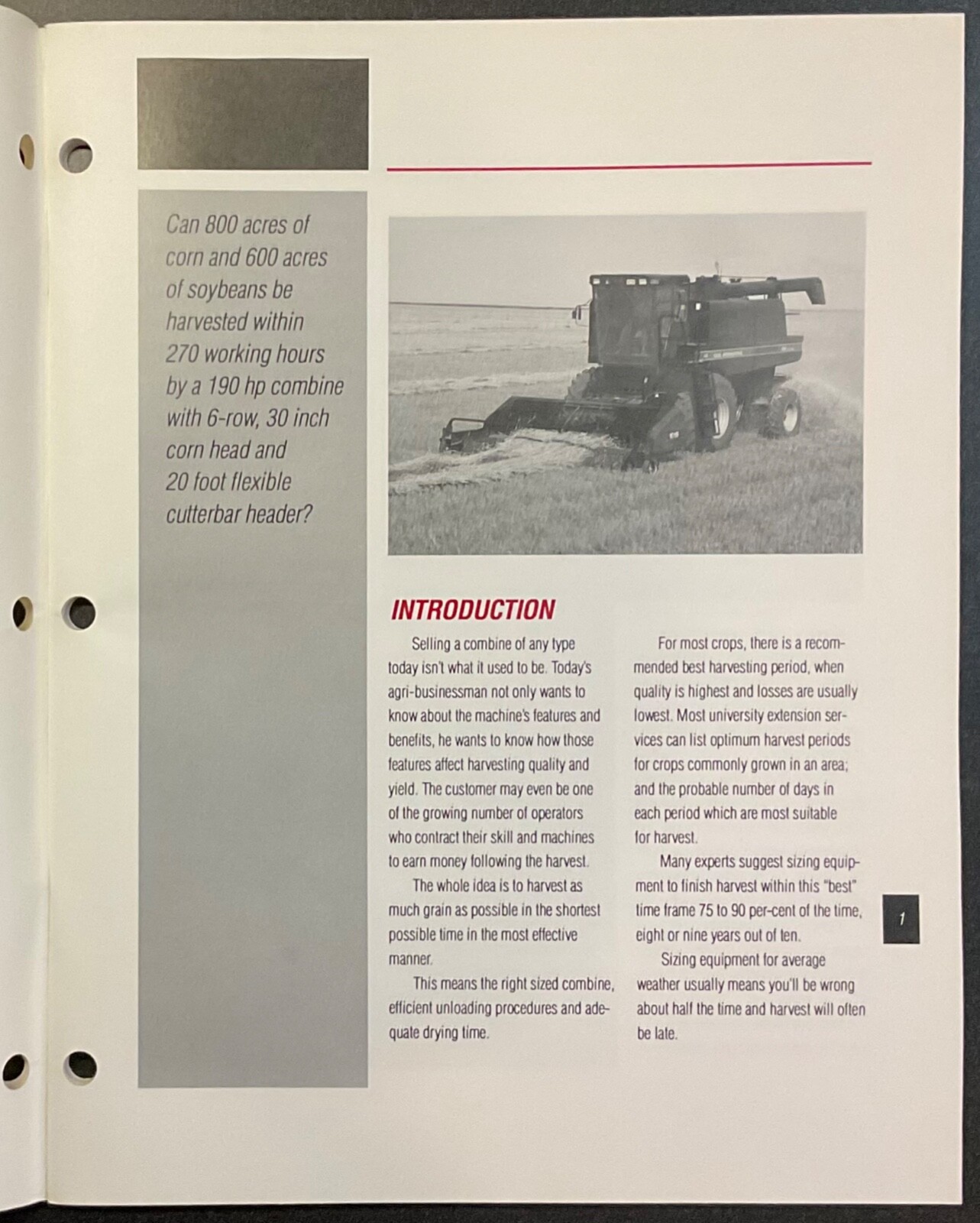 CASE-IH Salesman’s Brochure “A Guide to Harvesting Systems”. Rare Original. 1992