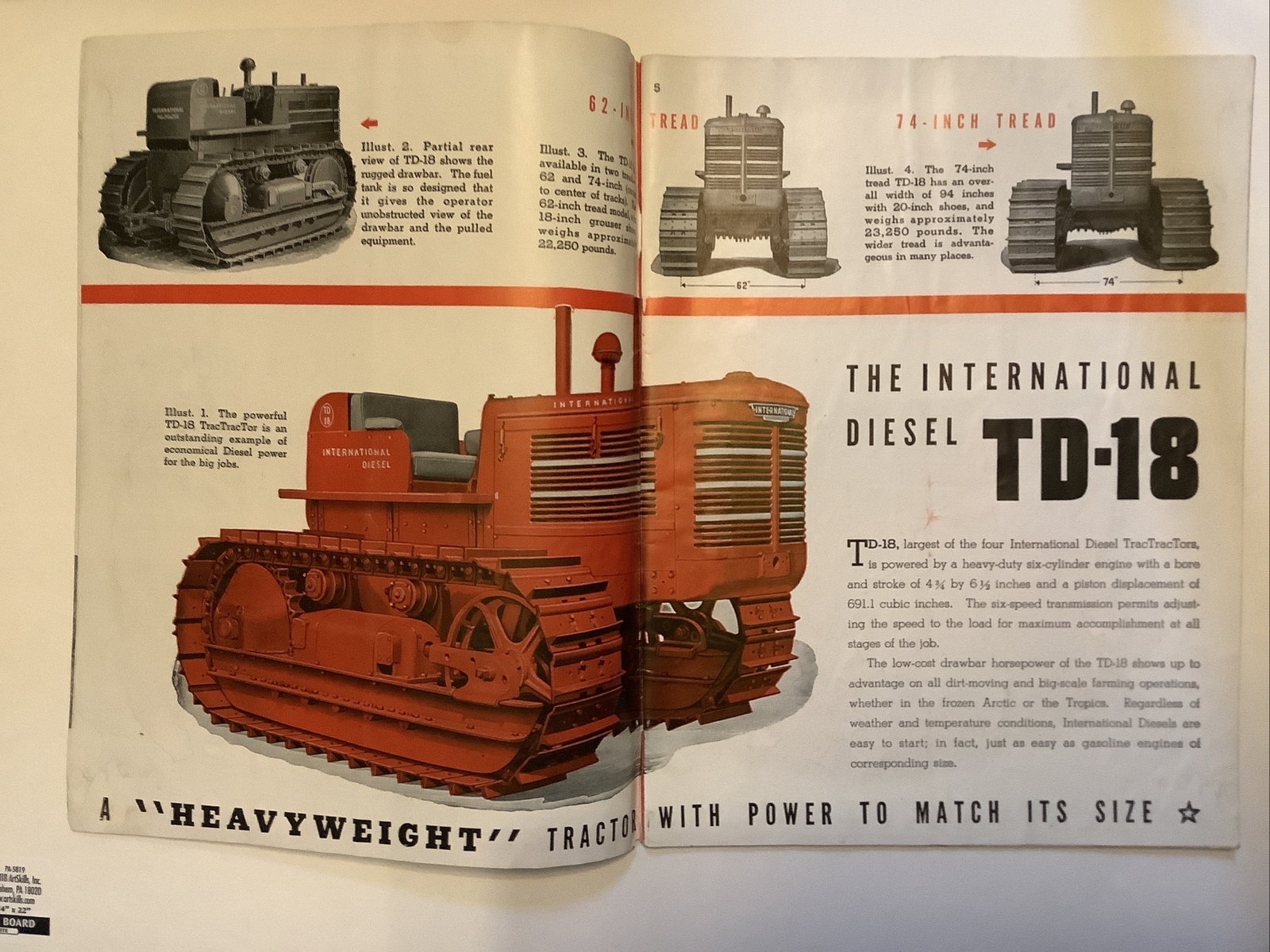 VINTAGE INTERNATIONAL DIESLE TRACTORS TD6, TD9, TD14, TD18 48 PAGES CATALOG