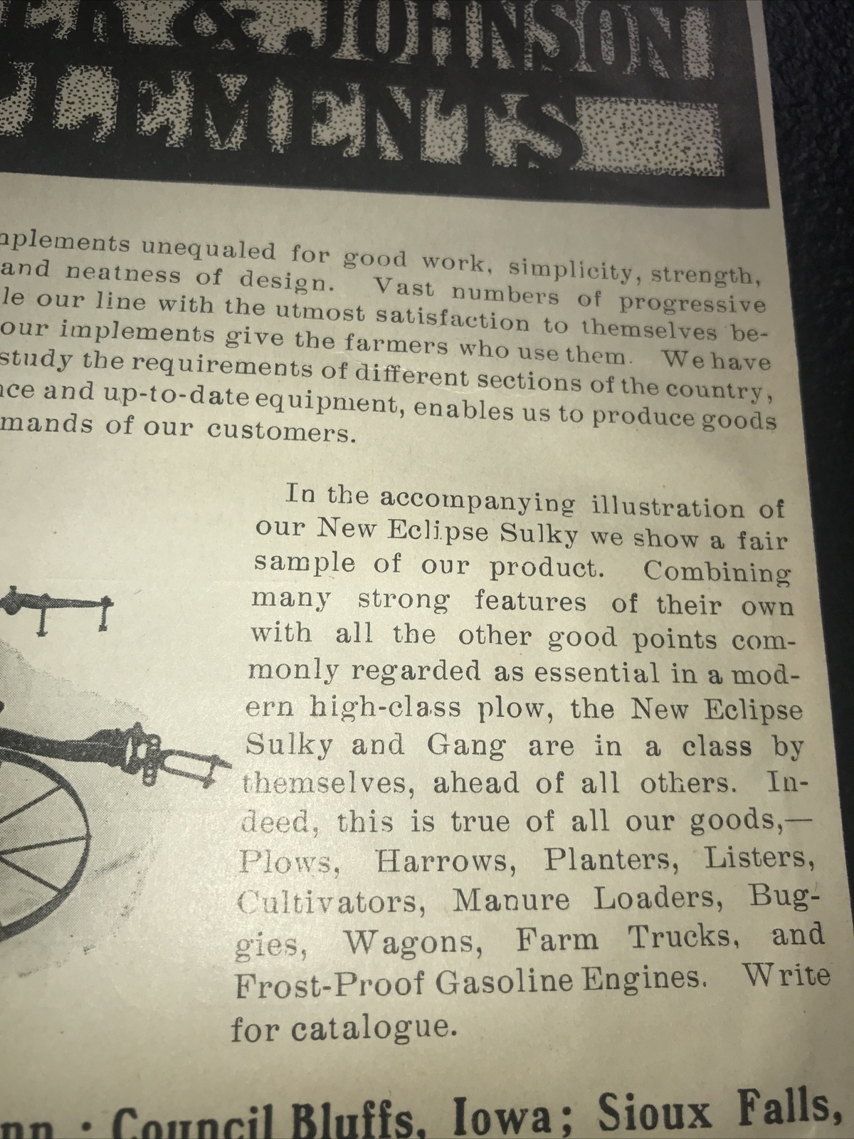 1908 Fuller & Johnson Implement Farm Advertising – Minneapolis – Minnesota
