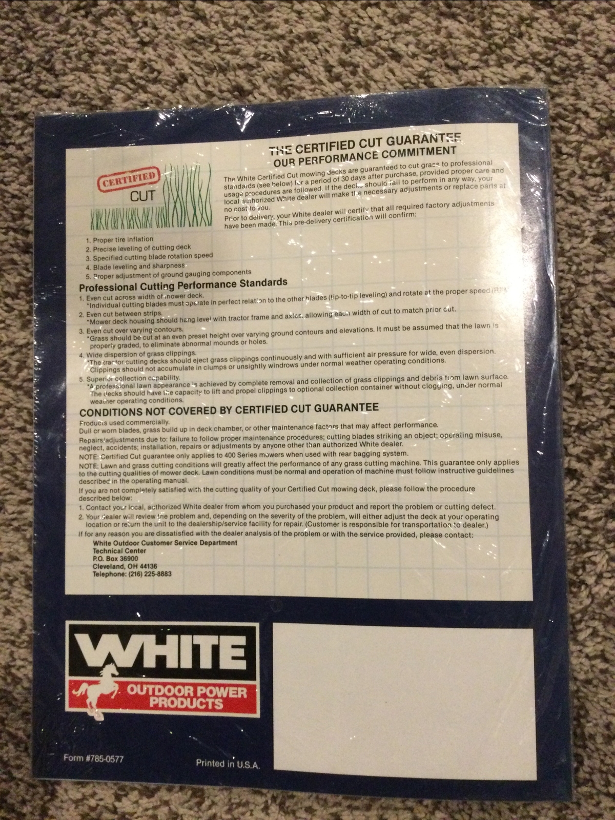 Full Bundle Of White Outdoor Products Mower Brochure