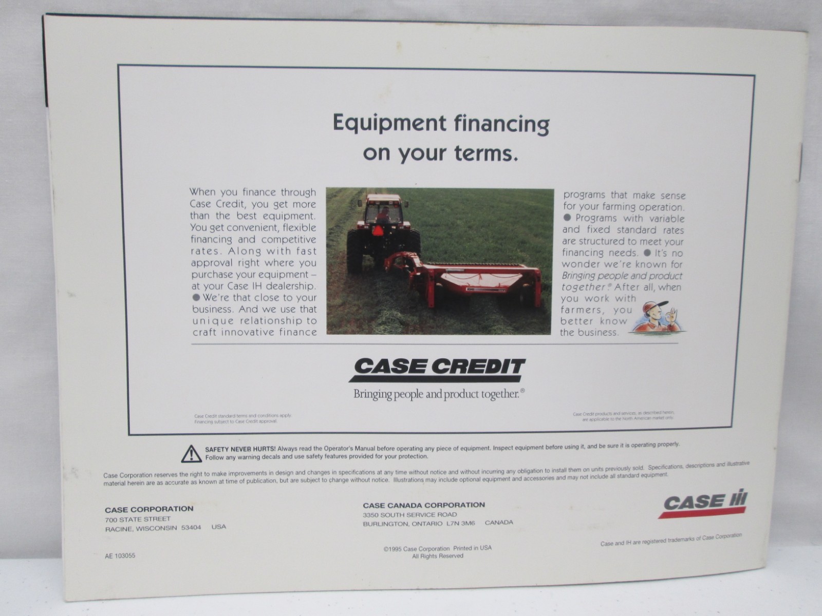 1995 Case Mower Conditioners Disc and Sicklebar Brochure Specifications Farming