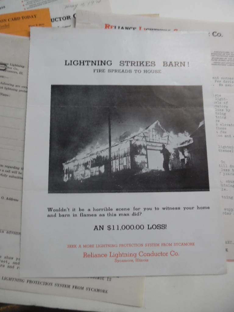 c.1938-40 Reliance Lightning Rod Conductor Co. Relyco Brochure Paper Lot Vintage