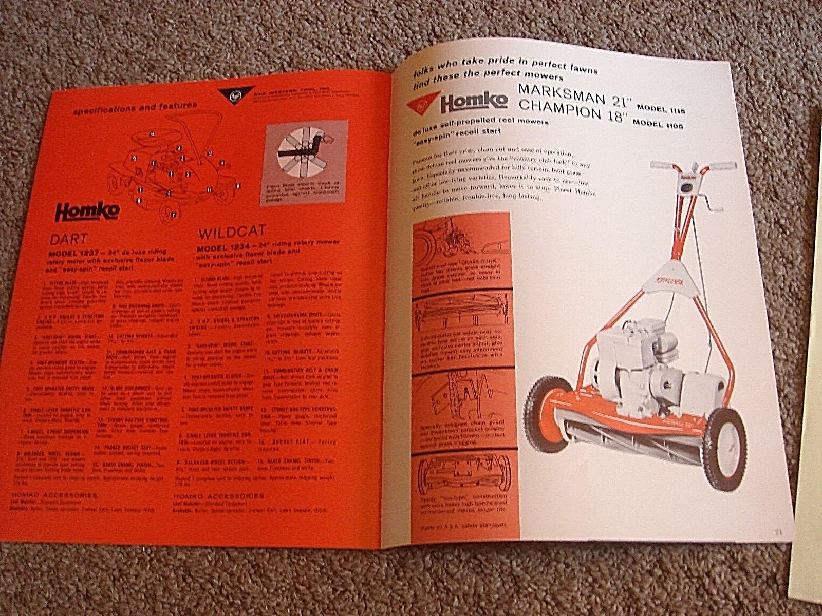 VINTAGE HOMKO 1963-1964 LAWN MOWER TRACTOR TILLER DEALER SALES BROCHURE LOT #2