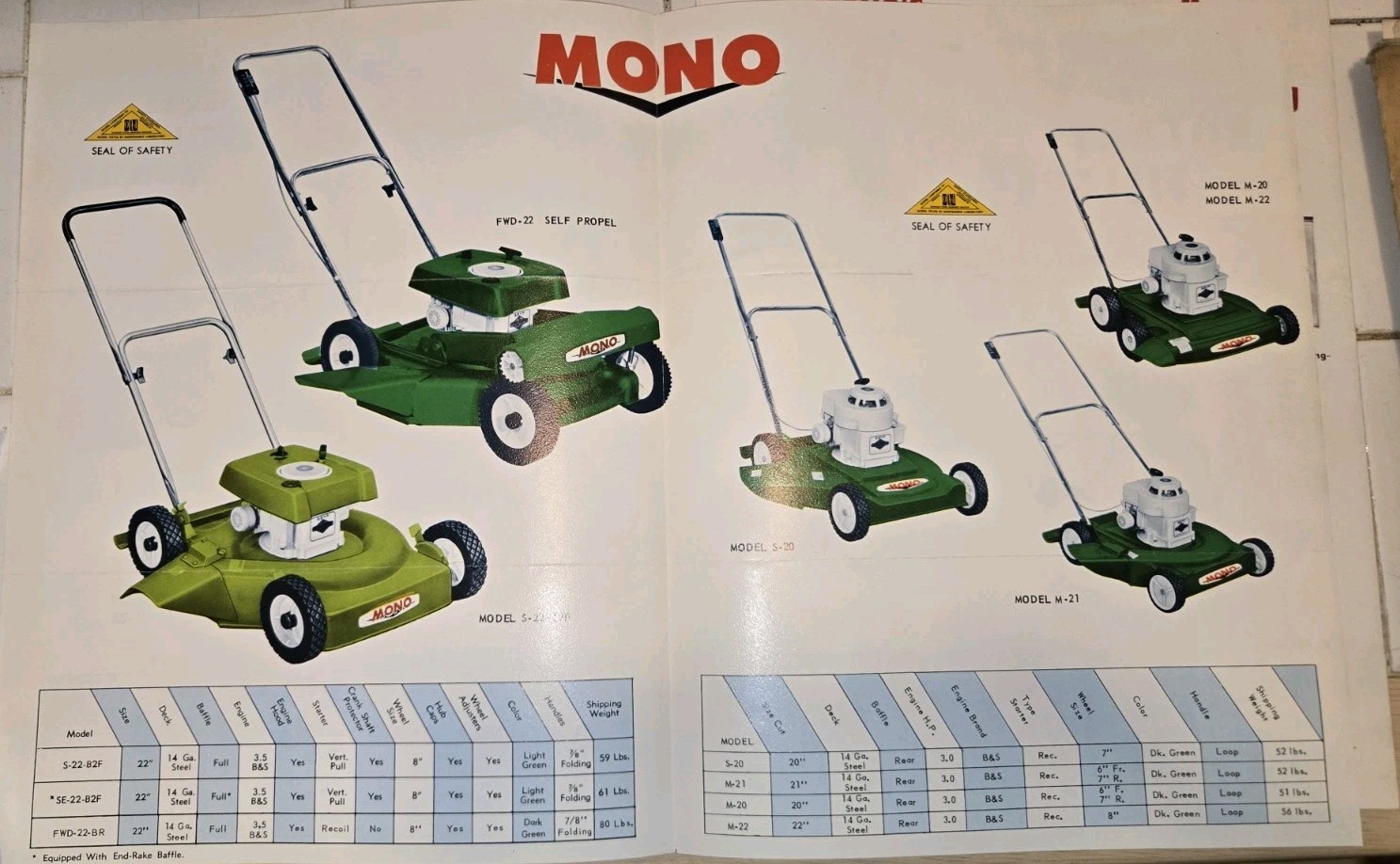 2 1970s Mono D SERIES lawn mowers AND ROTARY CUTTERS original sales BROCHURES