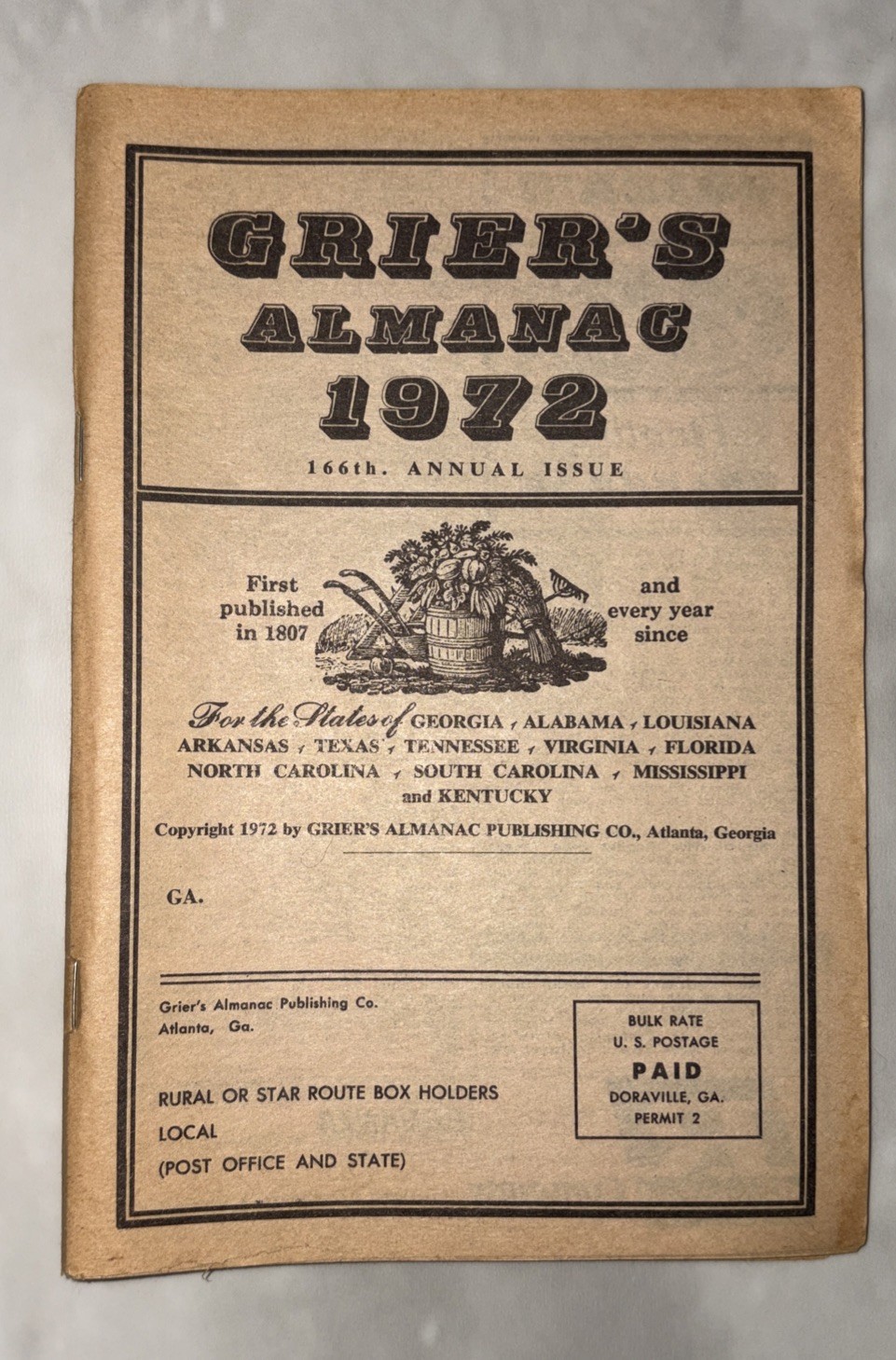 Lot of 4 Vintage GRIER&rsquo;S ALMANAC 1964, 1970,1972,1974 &1975 Issues
