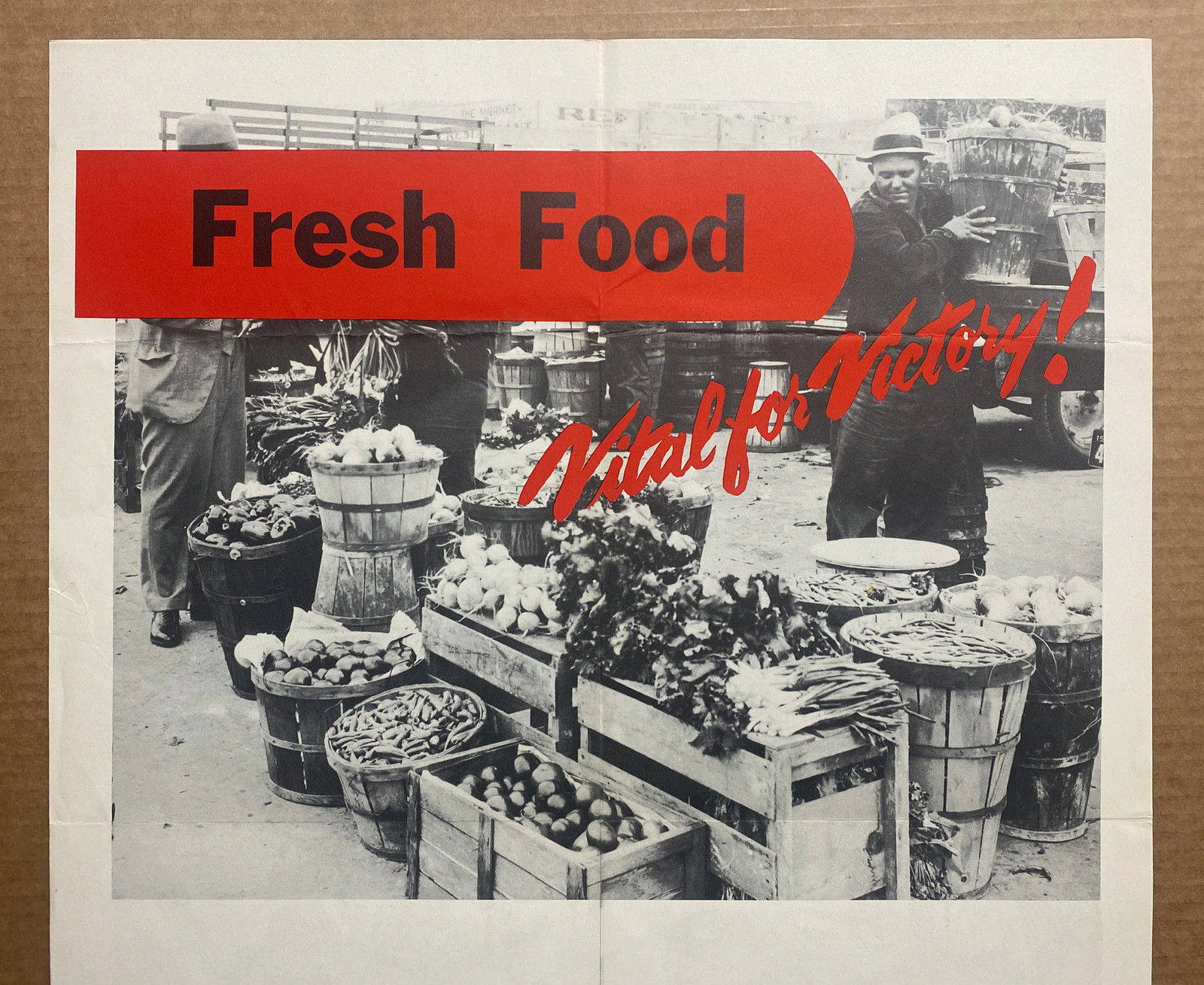 1943 Fresh Food Vital For Victory War Bonds Poster Market Garden Farmers WWII