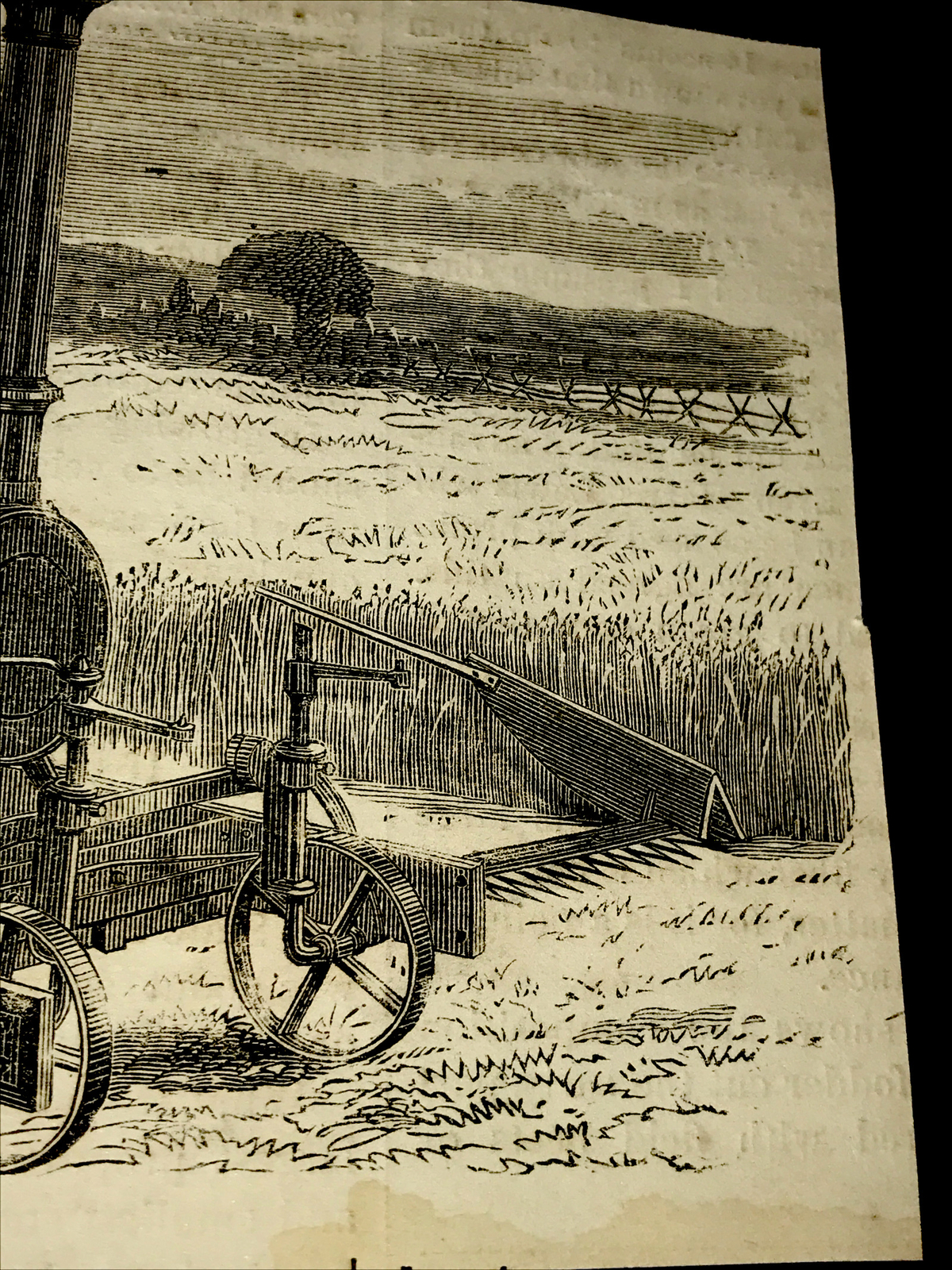ORIGINAL 1873 Steam Reaper Farm Engraving Advertising