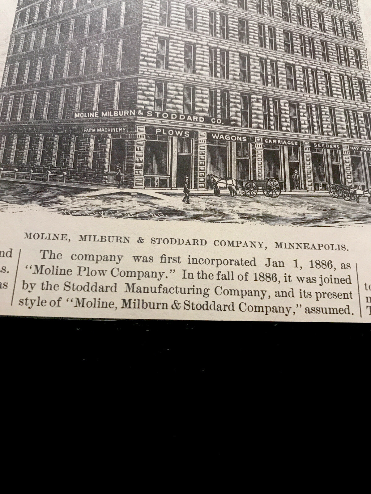 1889 Moline – Milburn & Stoddard Farm Advertising – Minneapolis Plows Wagons