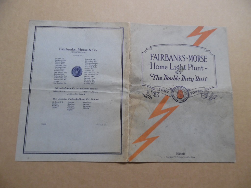 1922 Fairbanks Morse Double Duty Light Plant Catalog Z Engine Vintage Original