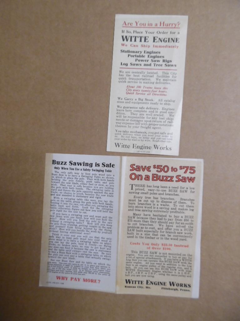 c.1910s Witte Stationary Farm Engine Paper Advertising Lot Kansas City Vintage