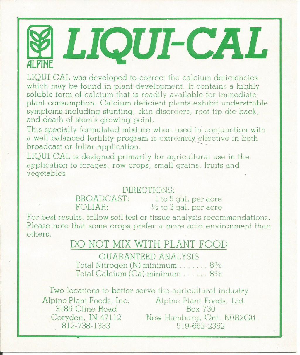 Label,LIQUI-CAL,Alpine Plant Foods,Corydon,IN.original vintage advert=melaneybuy