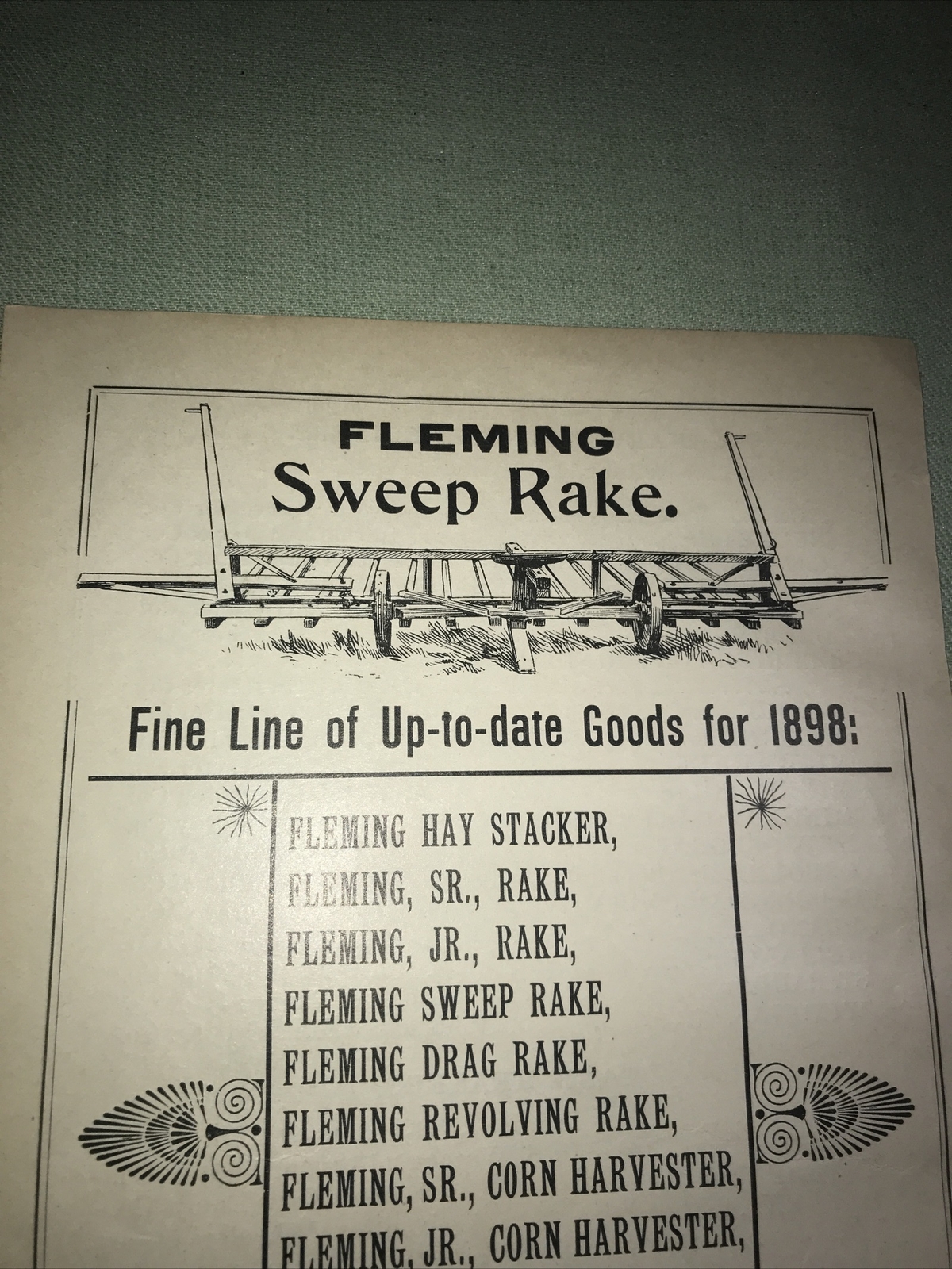 1898 Fleming Sweep Rake Farm Advertising – Kansas City – Missouri