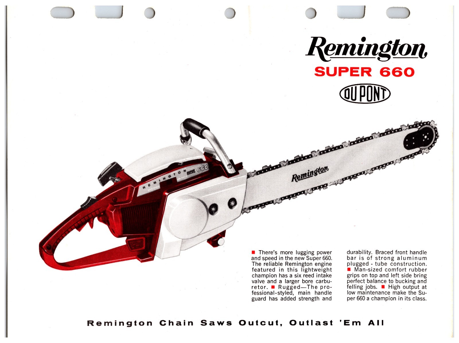 Vintage Original Remington Chainsaws Sales Sheet (Model Super 660) Info Sheet