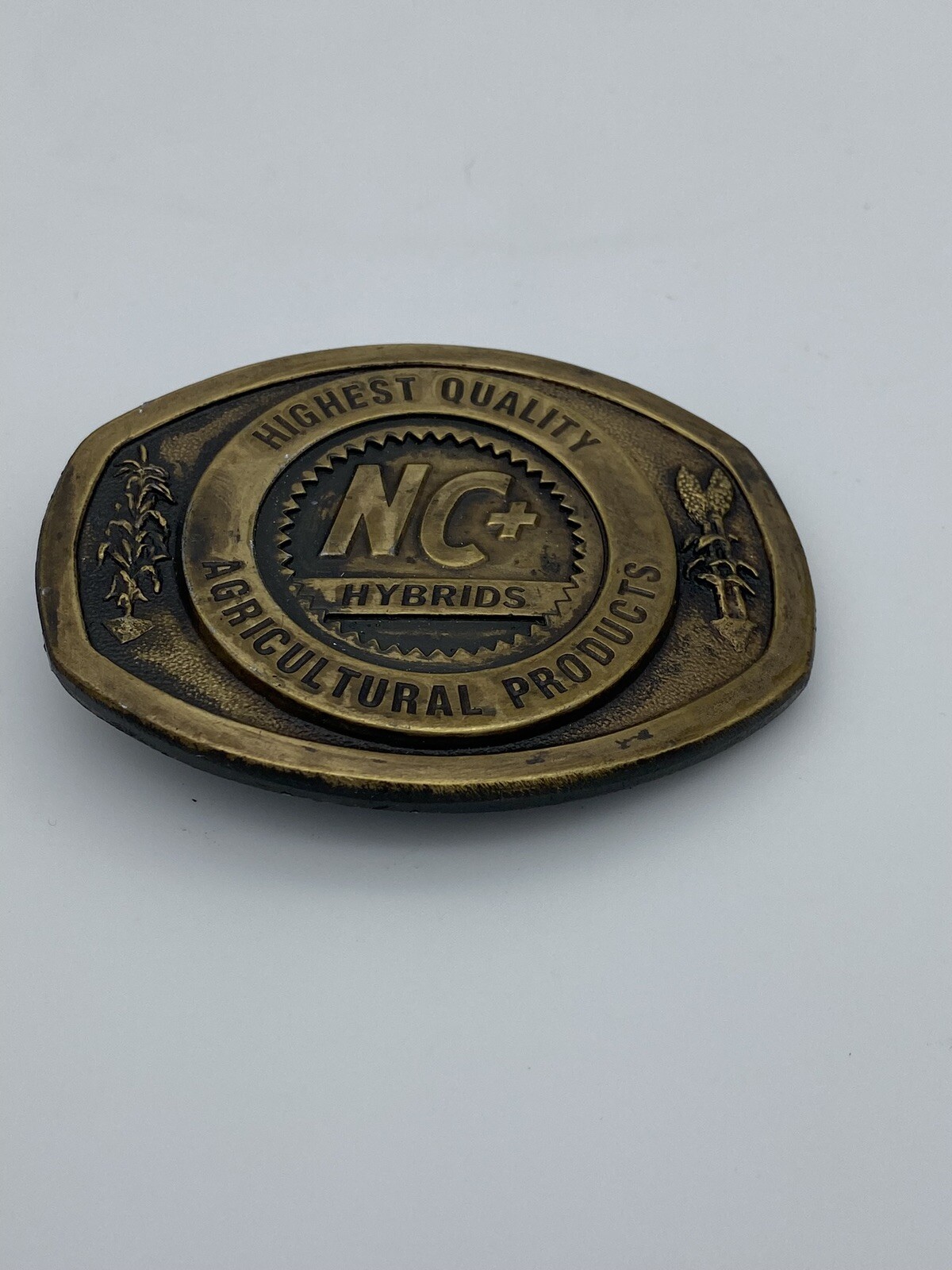 Vtg NC+ Hybrids Brass Belt Buckle 1986 S&S Buckle Co Limited Ed Agricultural