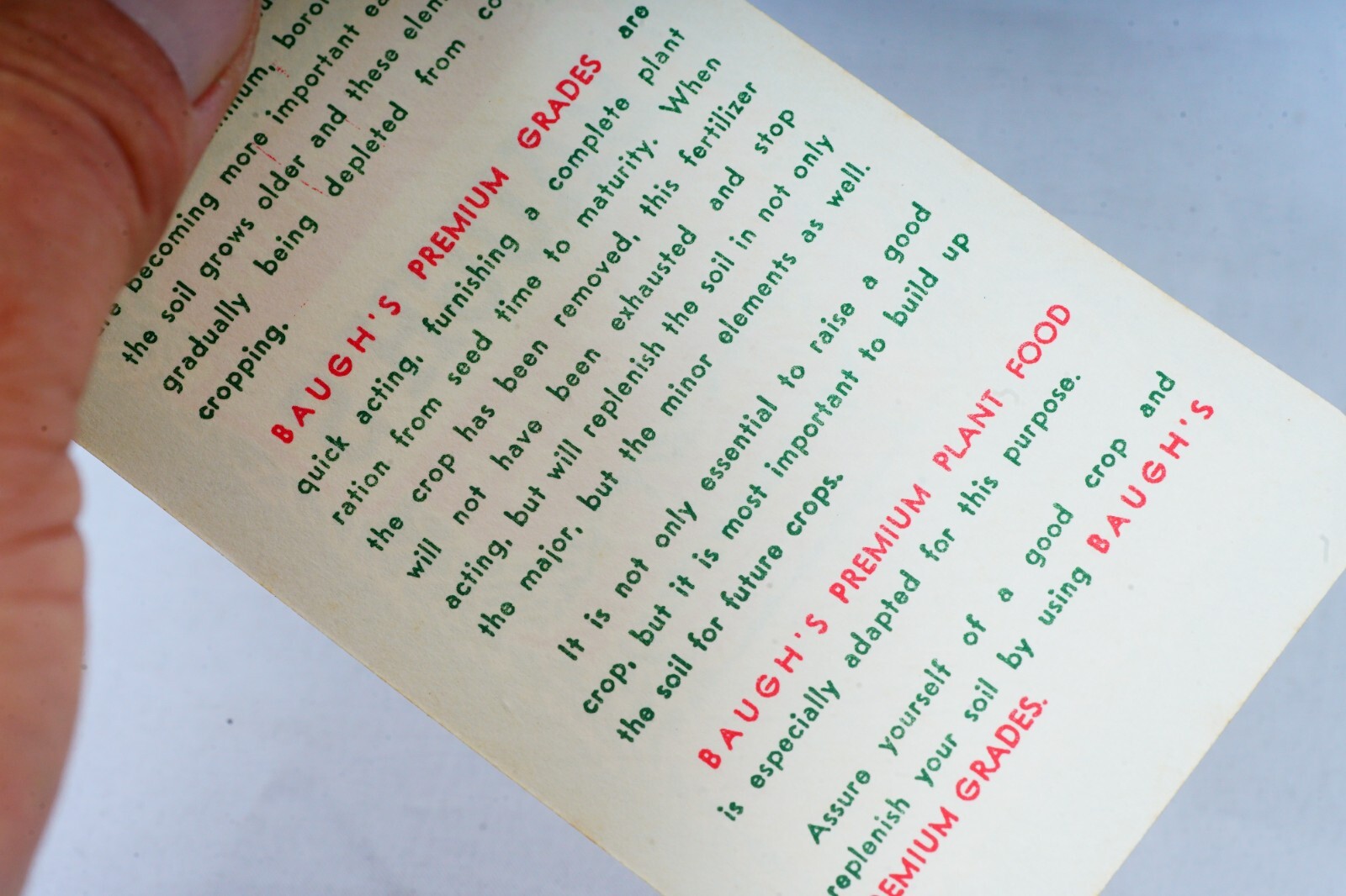 1950s BAUGH&rsquo;S Plant Food Soil Builder Memo Book Agricultural Advertising