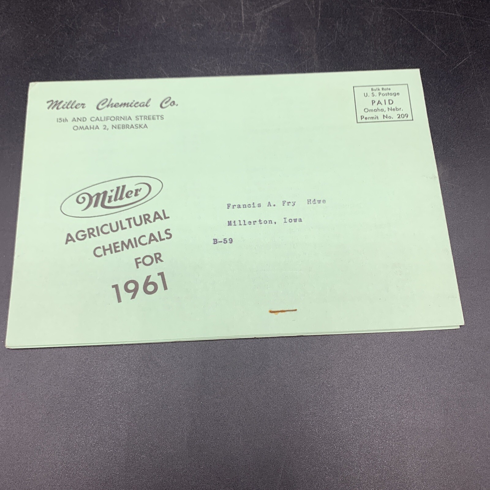 Lot 1961 Miller Chemical Co Dealer Catalog & Price List-Home/Farm/Livestock