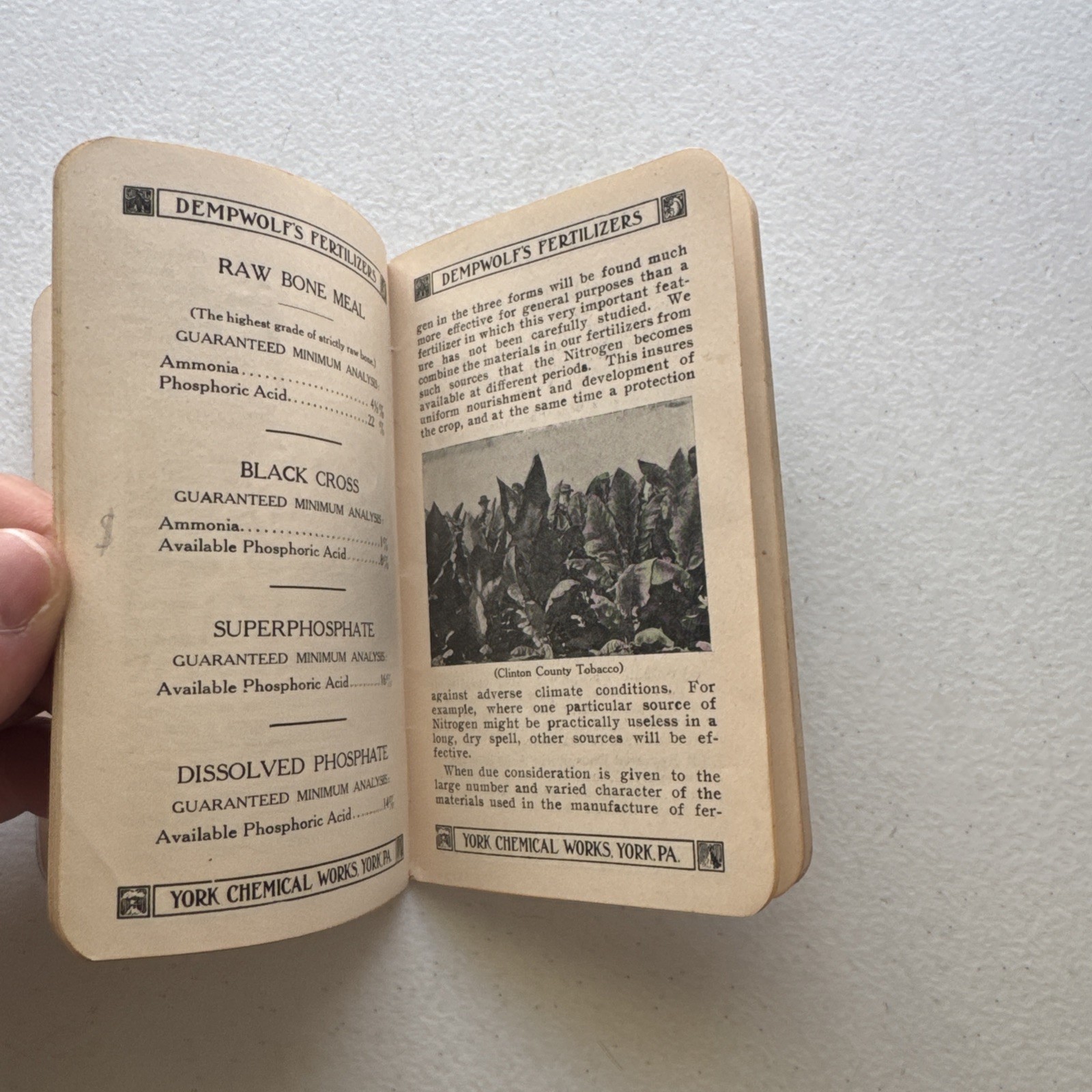 1917 Dempwolf&rsquo;s Fertilizers York Chemical Works York, PA Announcement Book