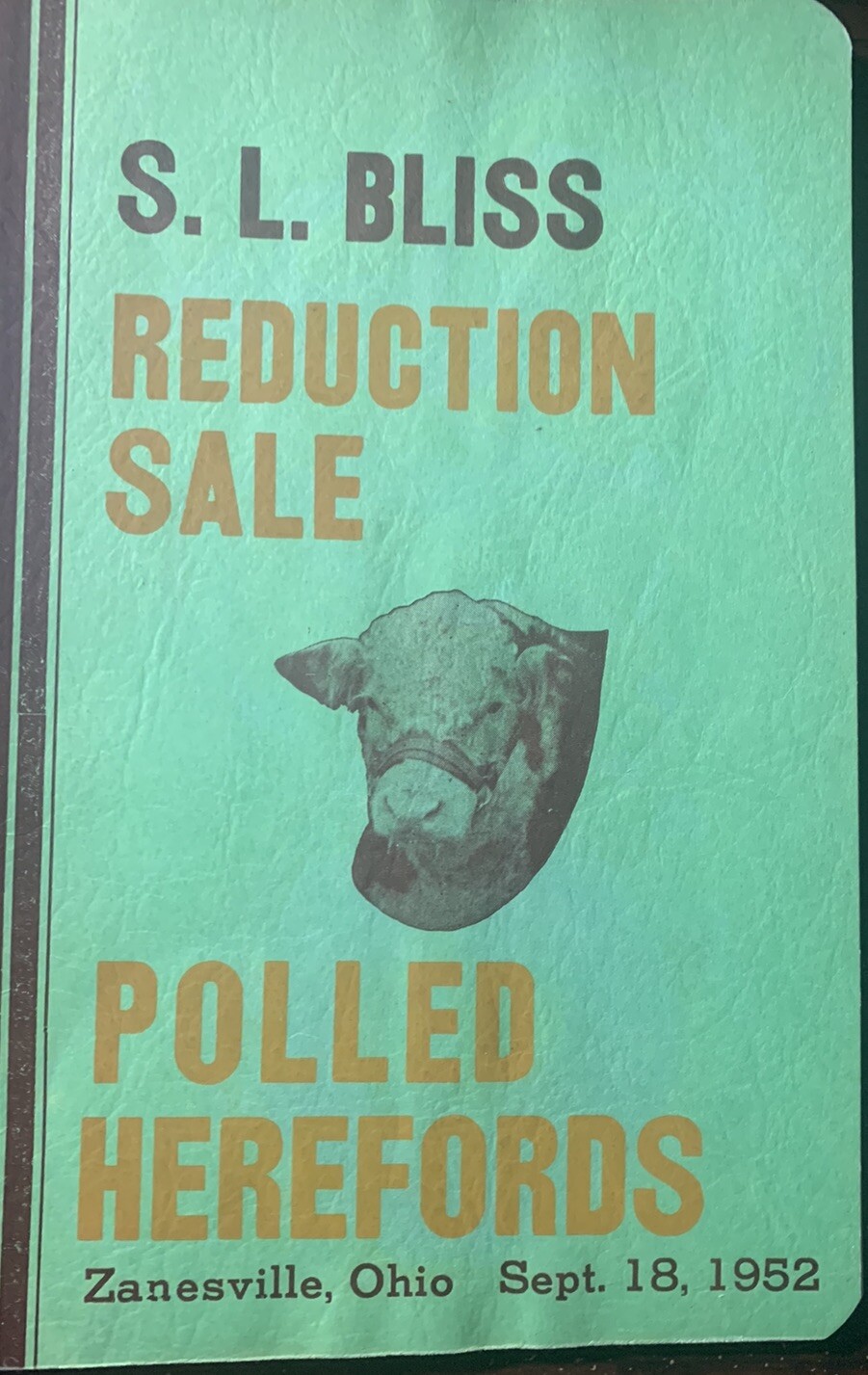 Zanesville Ohio S L Bliss Polled Herefords Sale Booklet1952 Muskingum Co Vintage