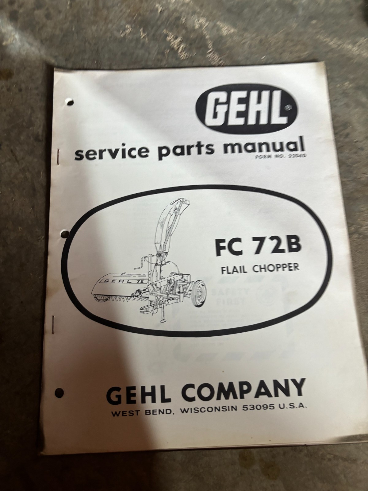 Gehl FC 72B Flail Chopper Parts Book Manual AMIL26 no3