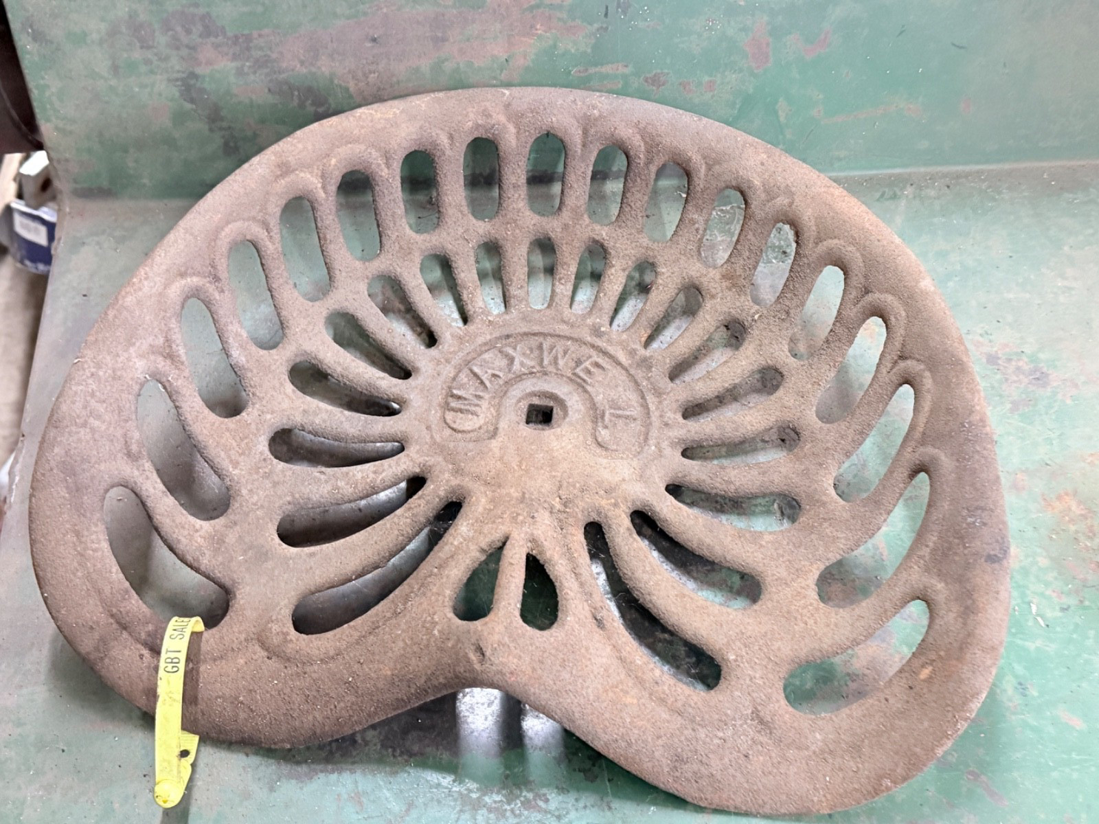 Vintage Maxwe L Cast Iron Tractor Seat Antique Farm Equipment Decor