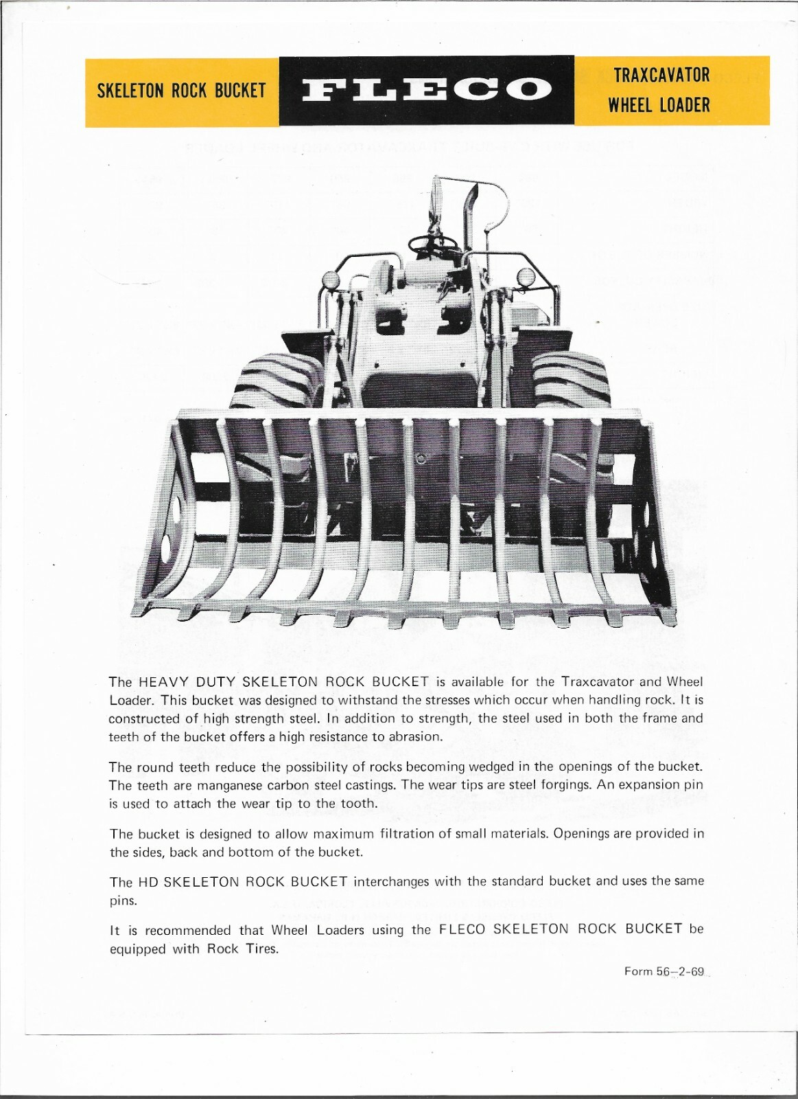 Original Fleco 988 980 966 950 977 955 951 Skeleton Rock Bucket Sales Brochure