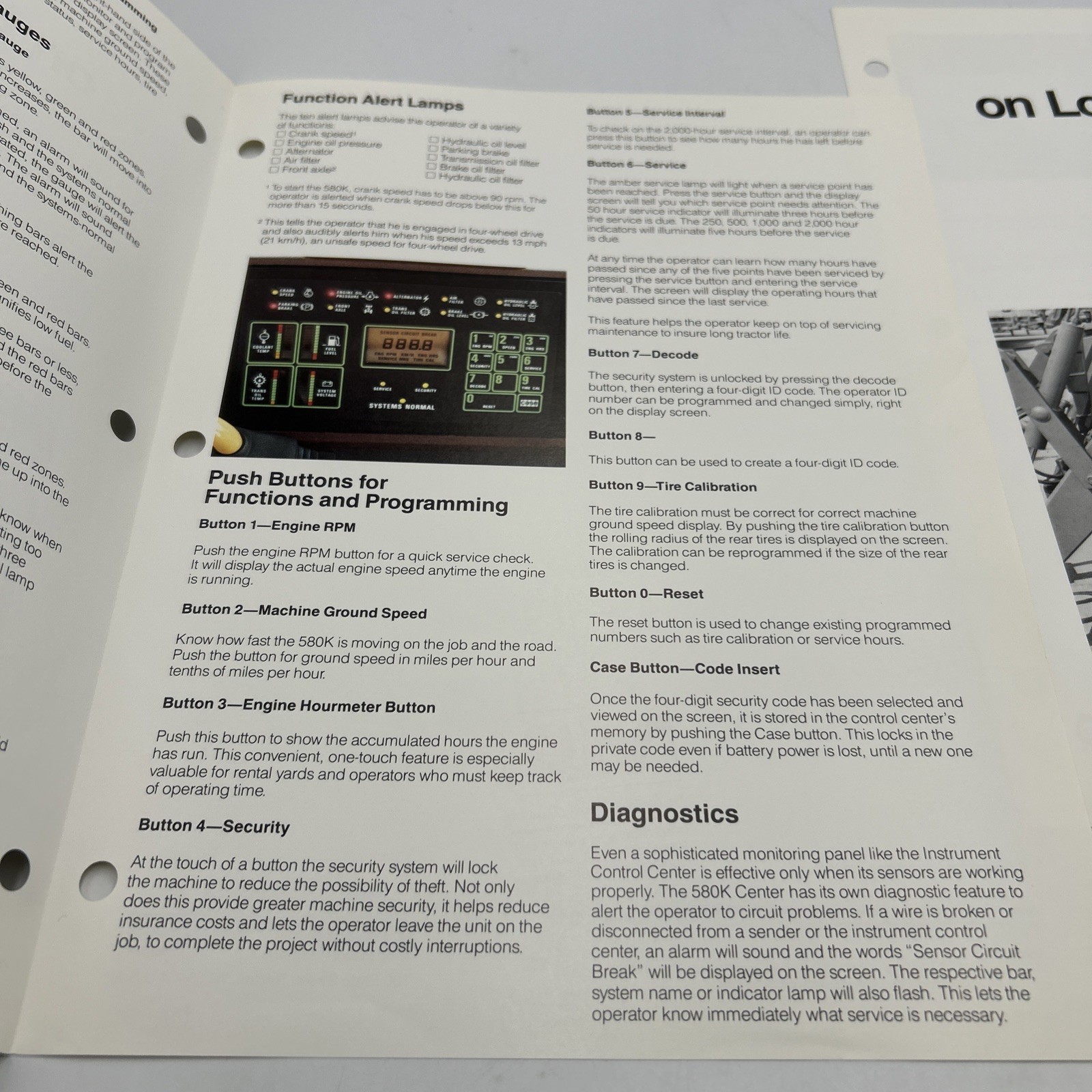 Case Tractor 580K Instrument Control Center March 1990