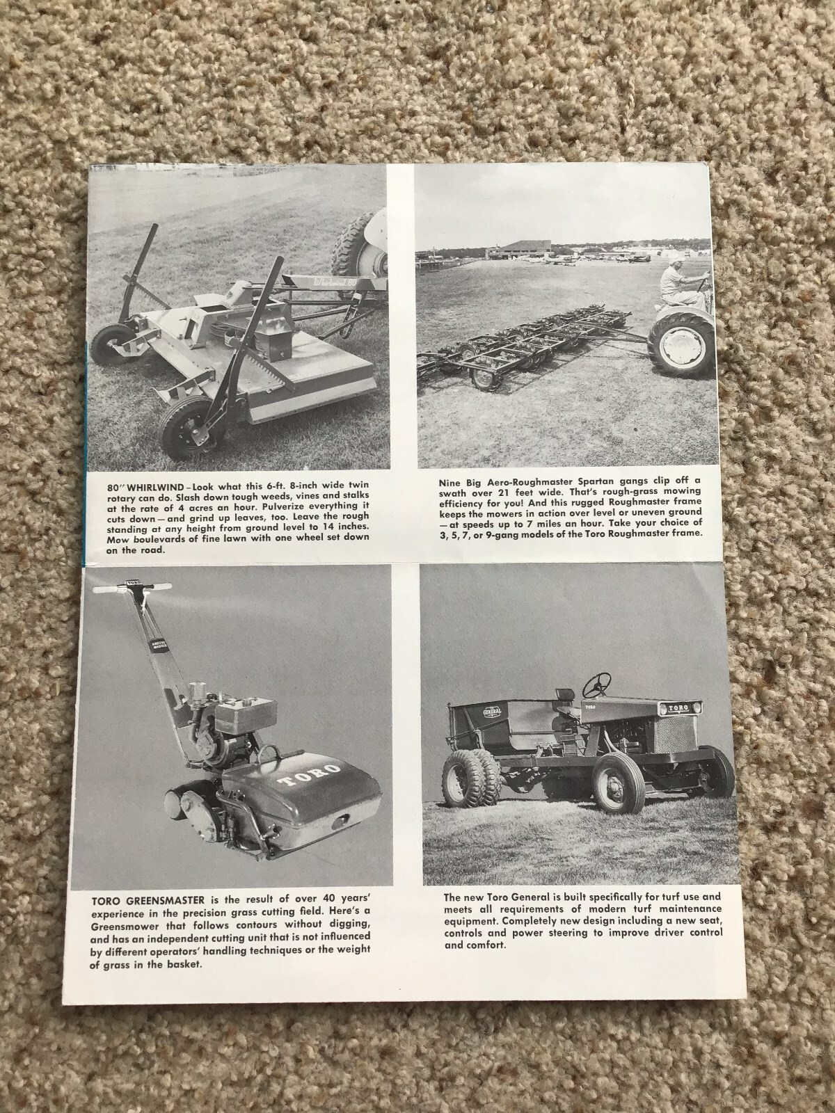1960s Toro riding and power mowers, original sales mailer.