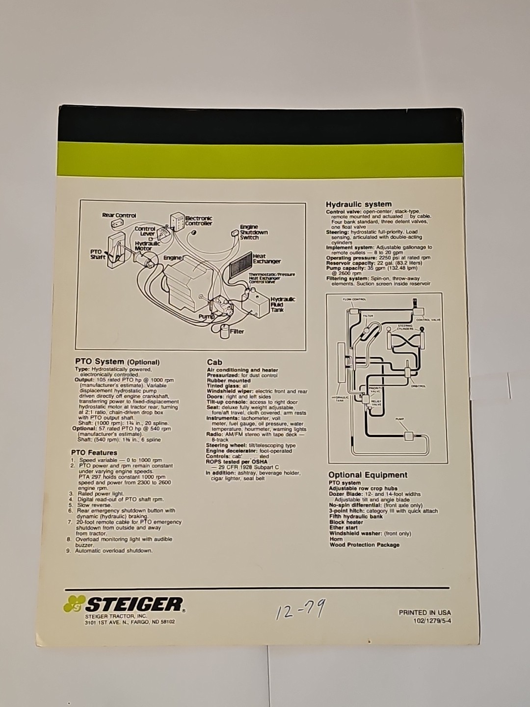 Steiger PT Automatic Transmission Tractor Brochure Foldout