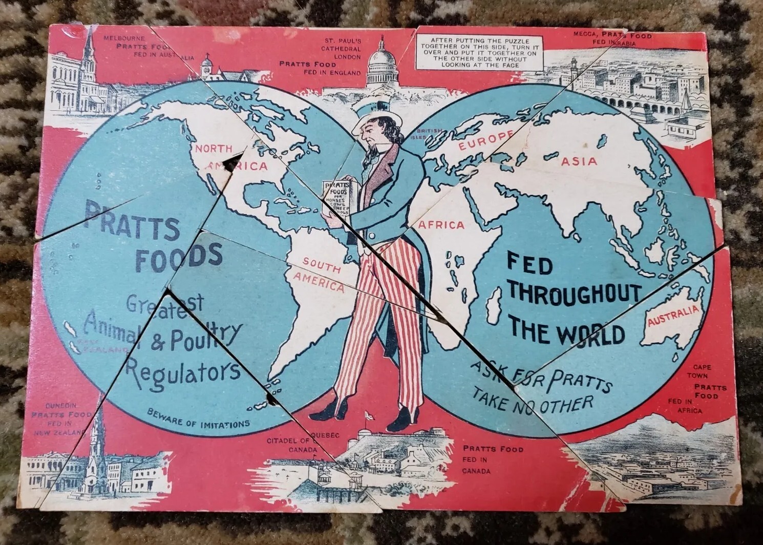 Vtg Antique Pratts Food Co. Puzzle Complete Rare Farm Agriculture