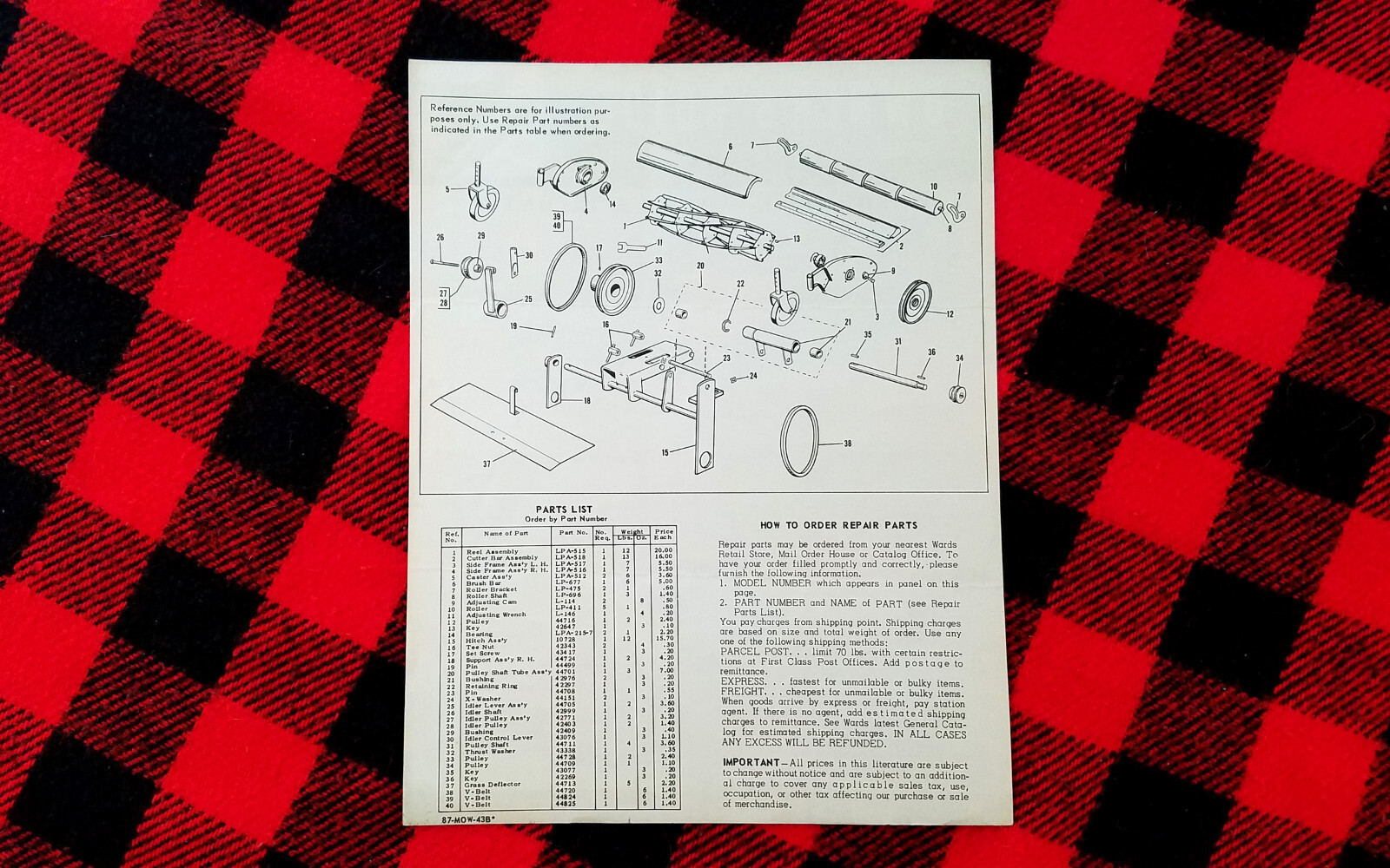 1950s Wards Power Plow Trac Garden Tractor Lawn Mower Manual Brochure
