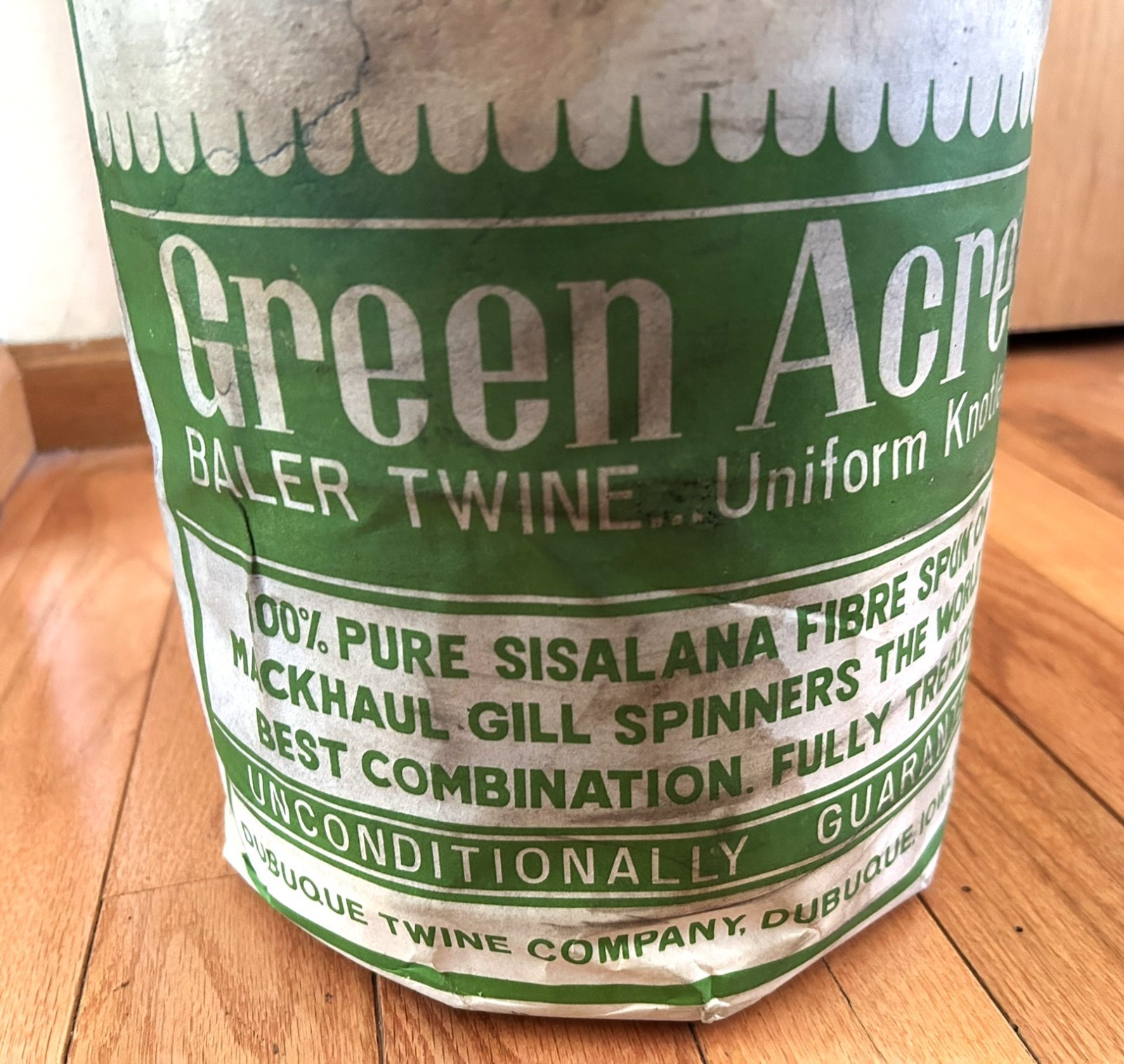 Vtg NOS Green Acres Baler Twine Unused Complete Ad Label 10,000 Feet Sisal Farm