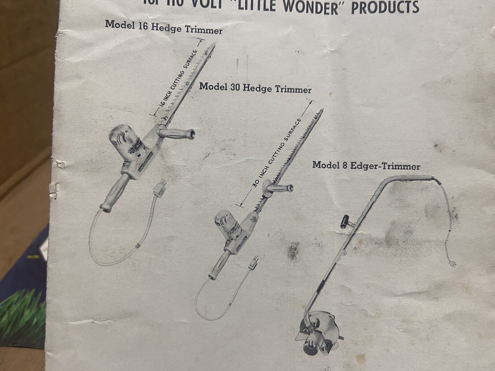 Little Wonder Hedge Trimmer Edger Mower Brochure + Model 8 16 30 Parts List 1964