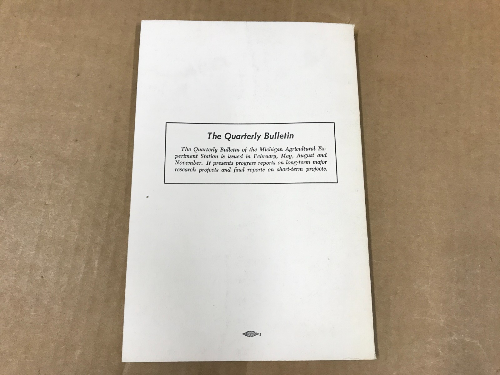 VTG Michigan State Agriculture Quarterly Bulletin – Vol. 45 No.3 – February 1963
