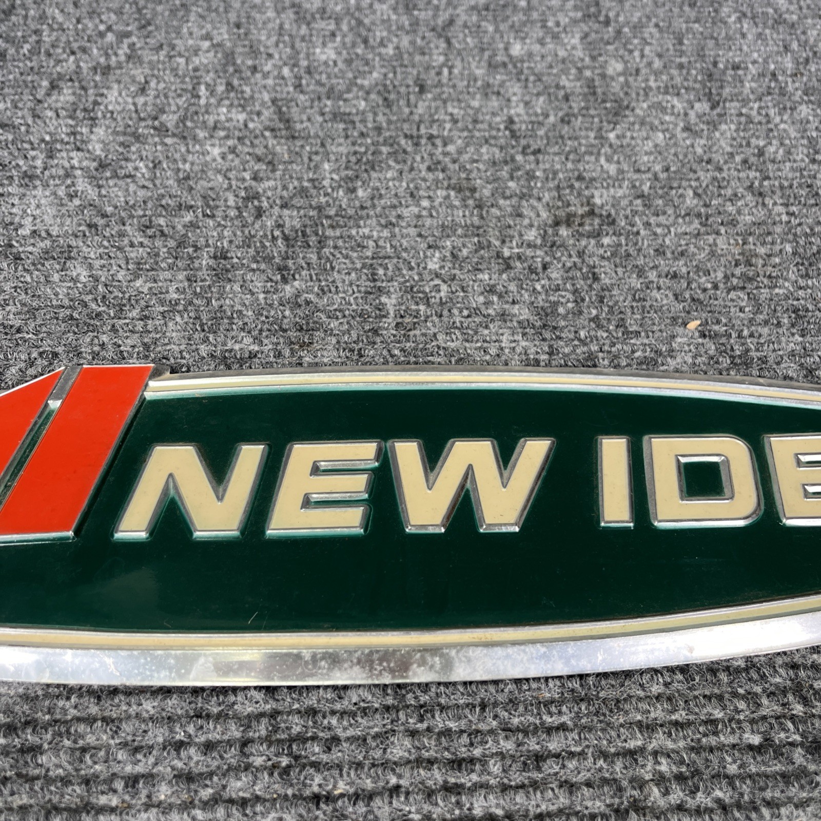 VINTAGE AVCO NEW IDEA FARM EQUIPTMENT SIGN EMBOSSED ALUMINUM IMPLEMENT ADVERTIZE
