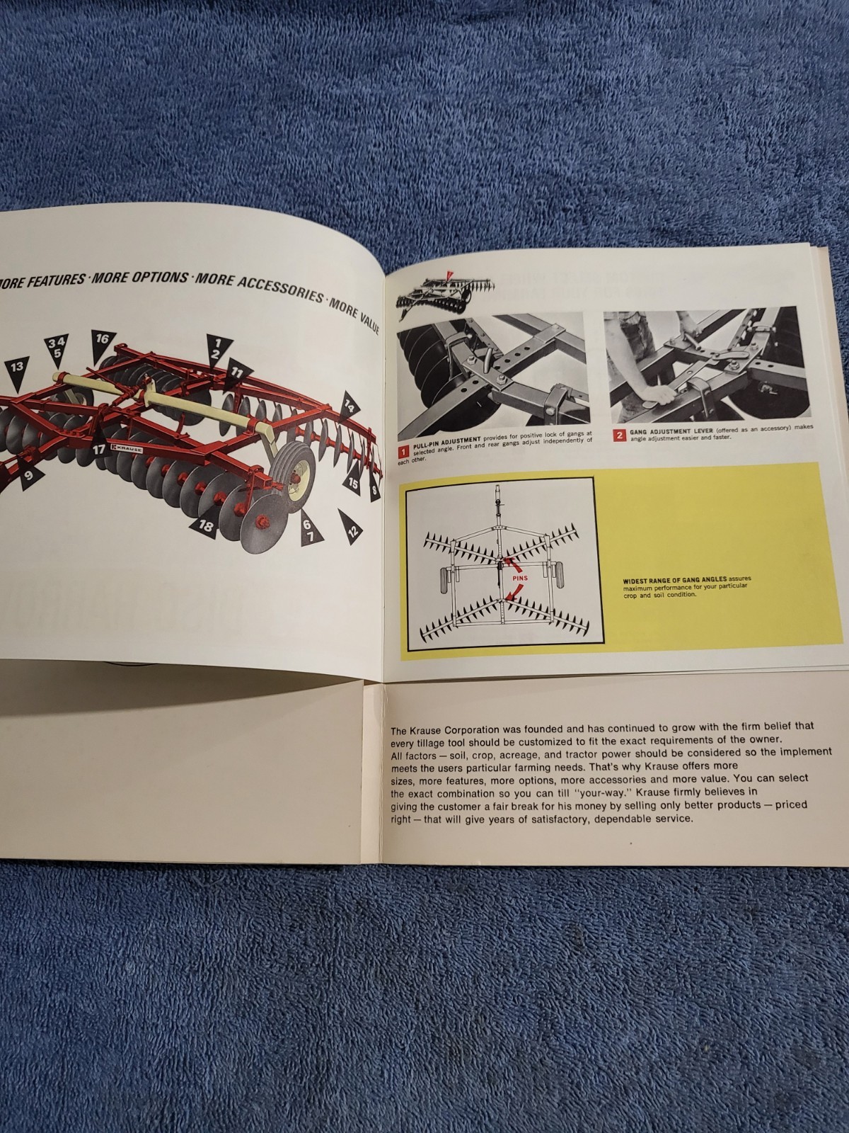 1967 Vintage BROCHURE Krause Field Disc Harrow 600 Series, John Deere tractor