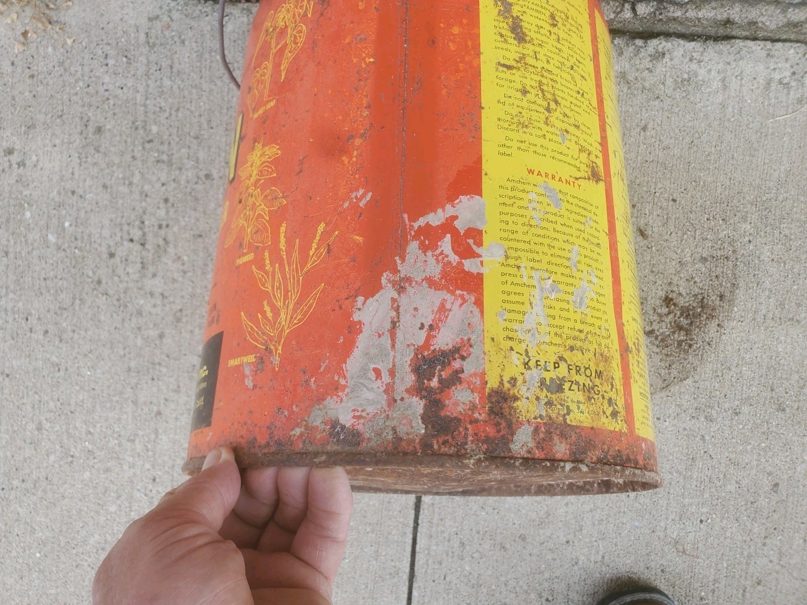 5 Gallon Metal Can Amiben Herbicide No Lid Soybean Weed Control Farm Decor #4