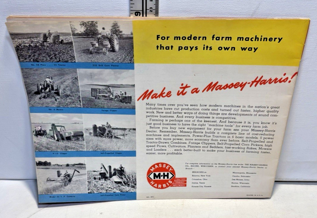 Vintage 1940s- Massey-Harris – Better Built Tractors Brochure