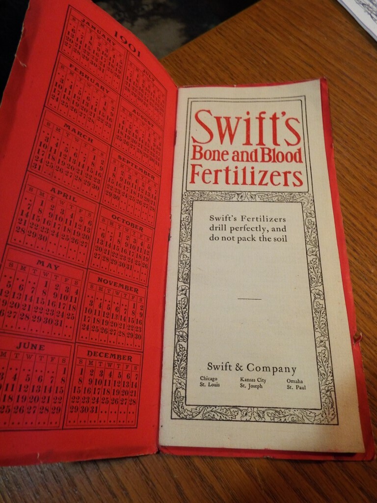 1901 Swift&rsquo;s Bone & Blood Fertilizer Booklet Calendar Prices Chicago Stock Yards