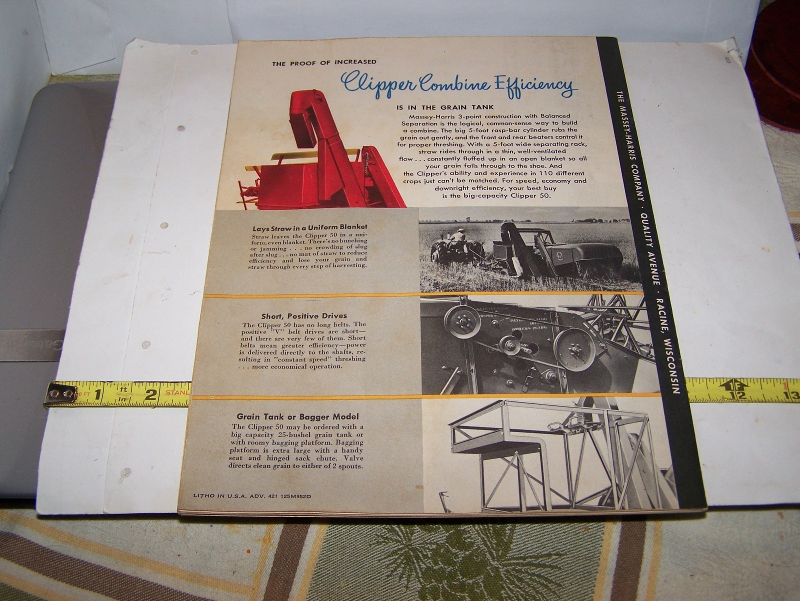 MASSEY HARRIS CLIPPER 50 Combine Sales Brochure Catalog Farm Tractor Steam Motor
